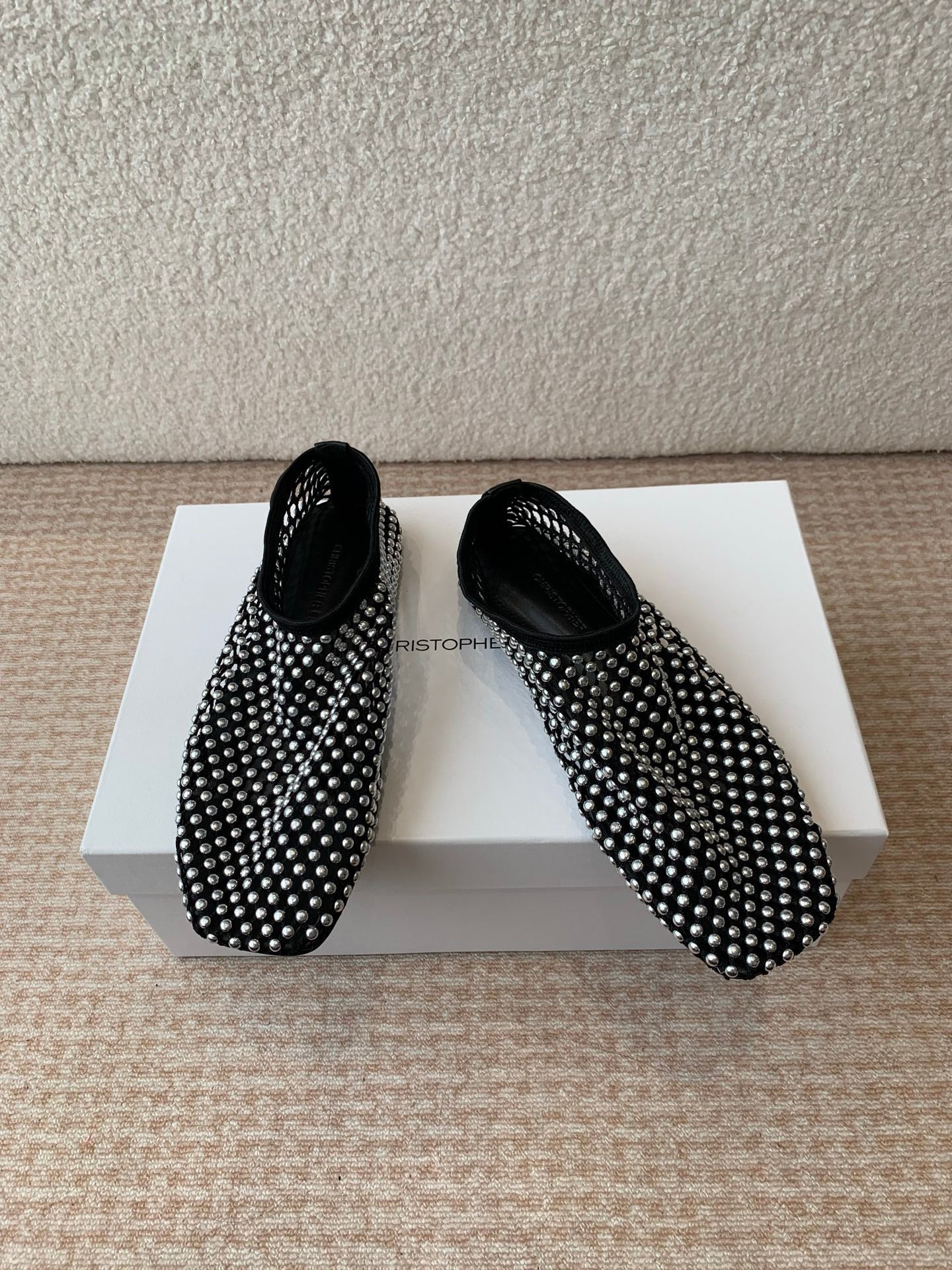 CL 25 Ballet Flats Black Silver Mesh Hot Diamond 345530