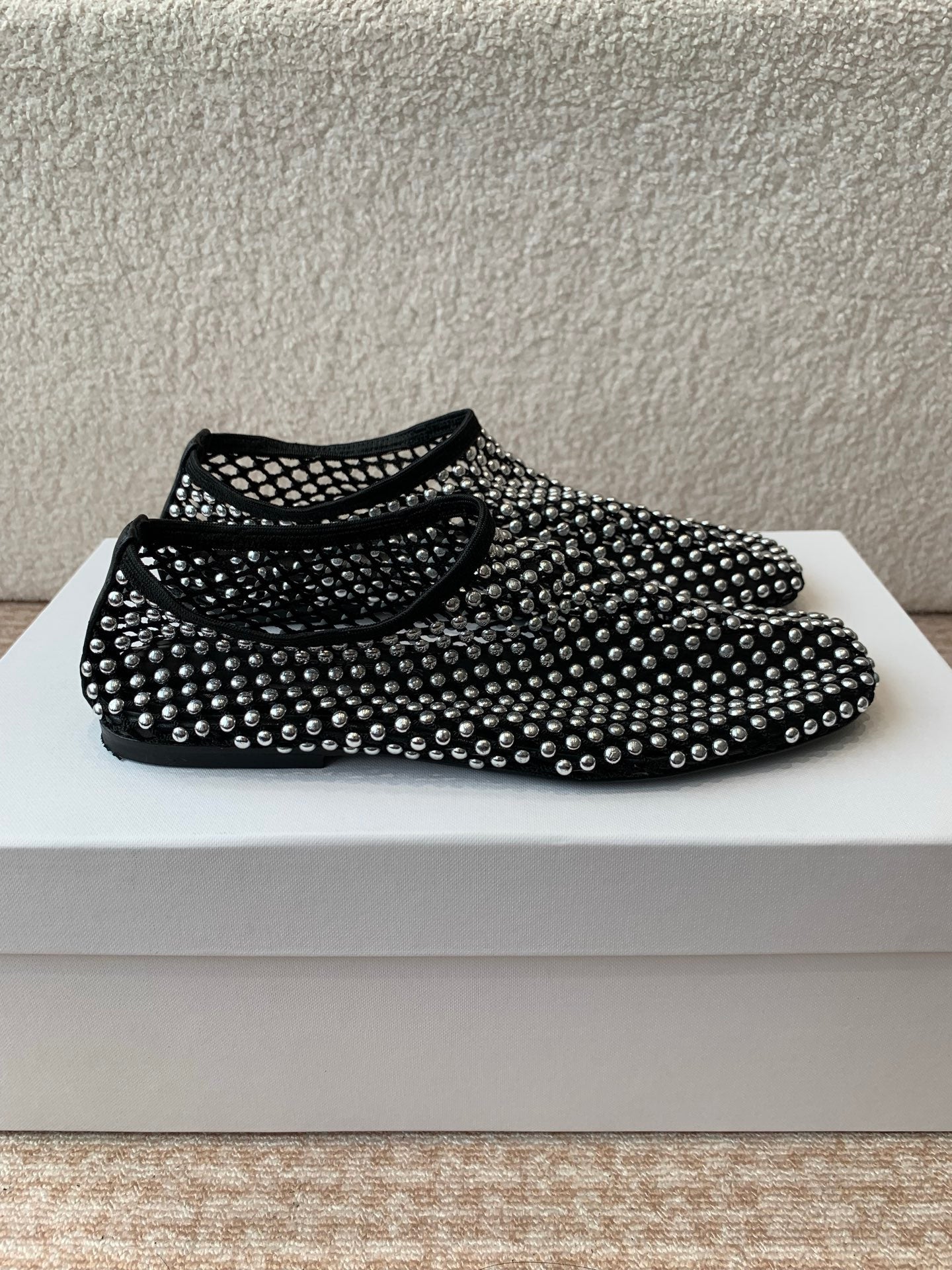 CL 25 Ballet Flats Black Silver Mesh Hot Diamond 345530