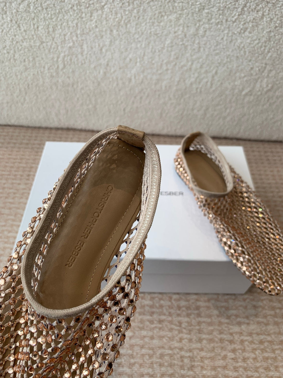 CL 25 Ballet Flats Beige Mesh Hot Diamond 345531