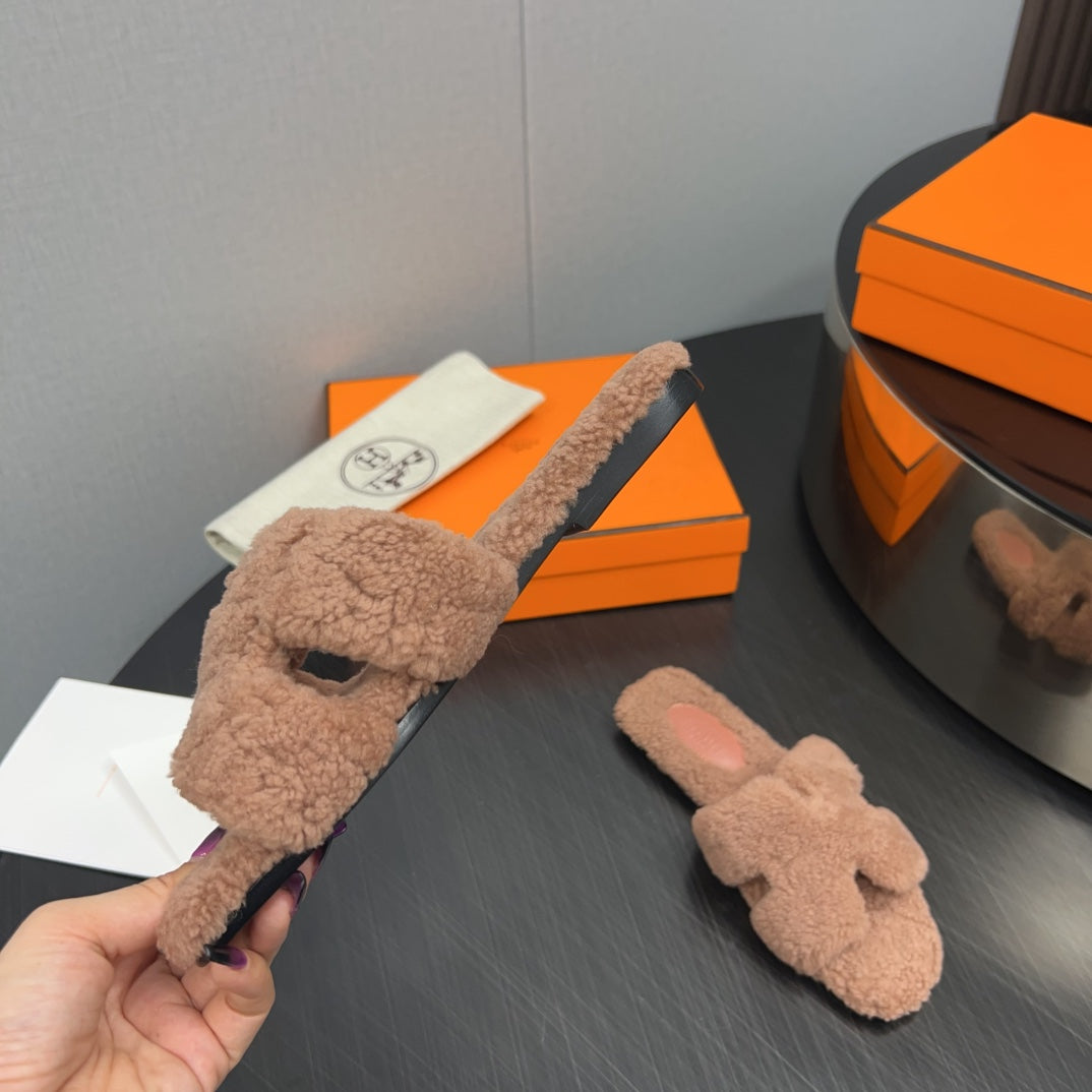 HM Oran Sandal Pink Brown Wool 952330