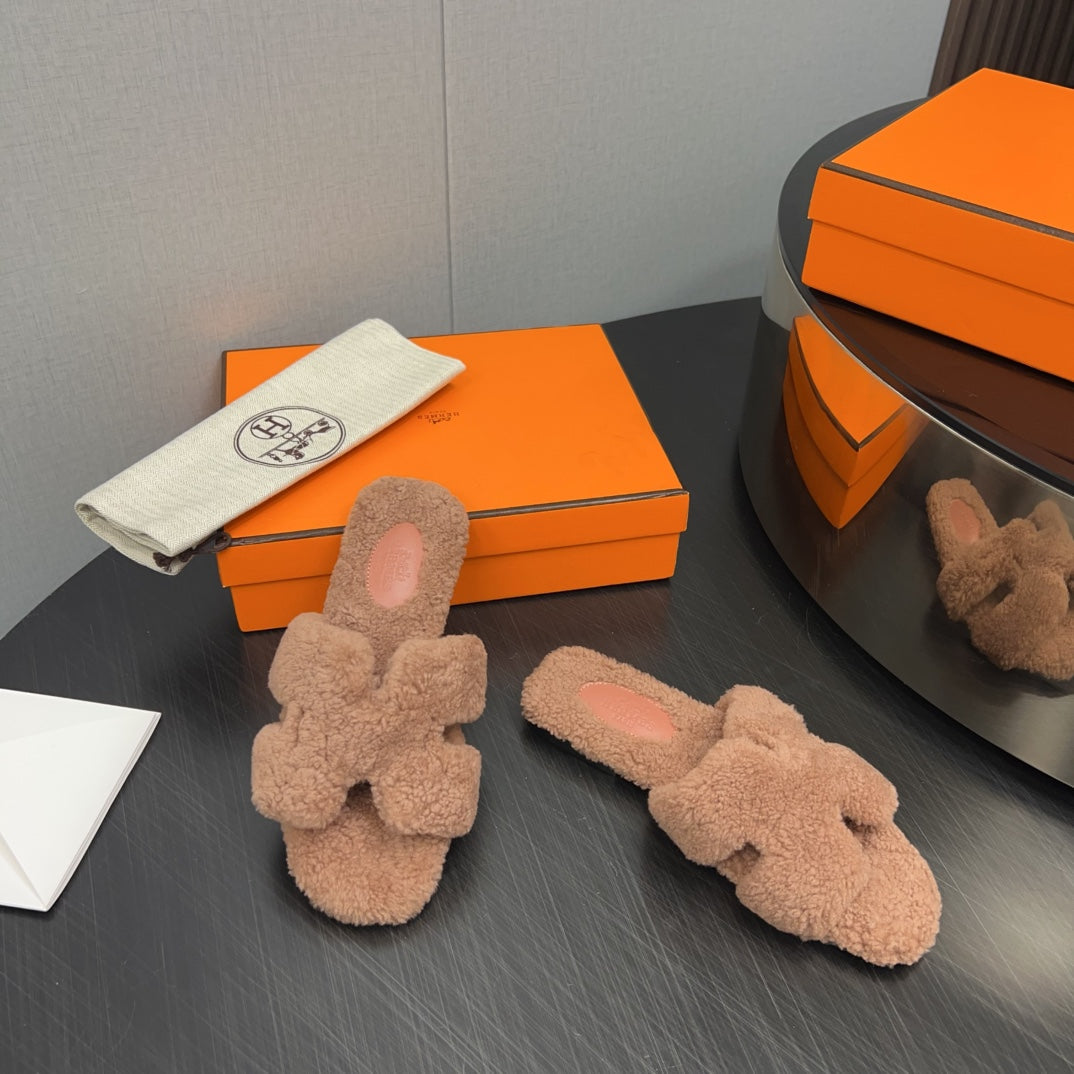 HM Oran Sandal Pink Brown Wool 952330