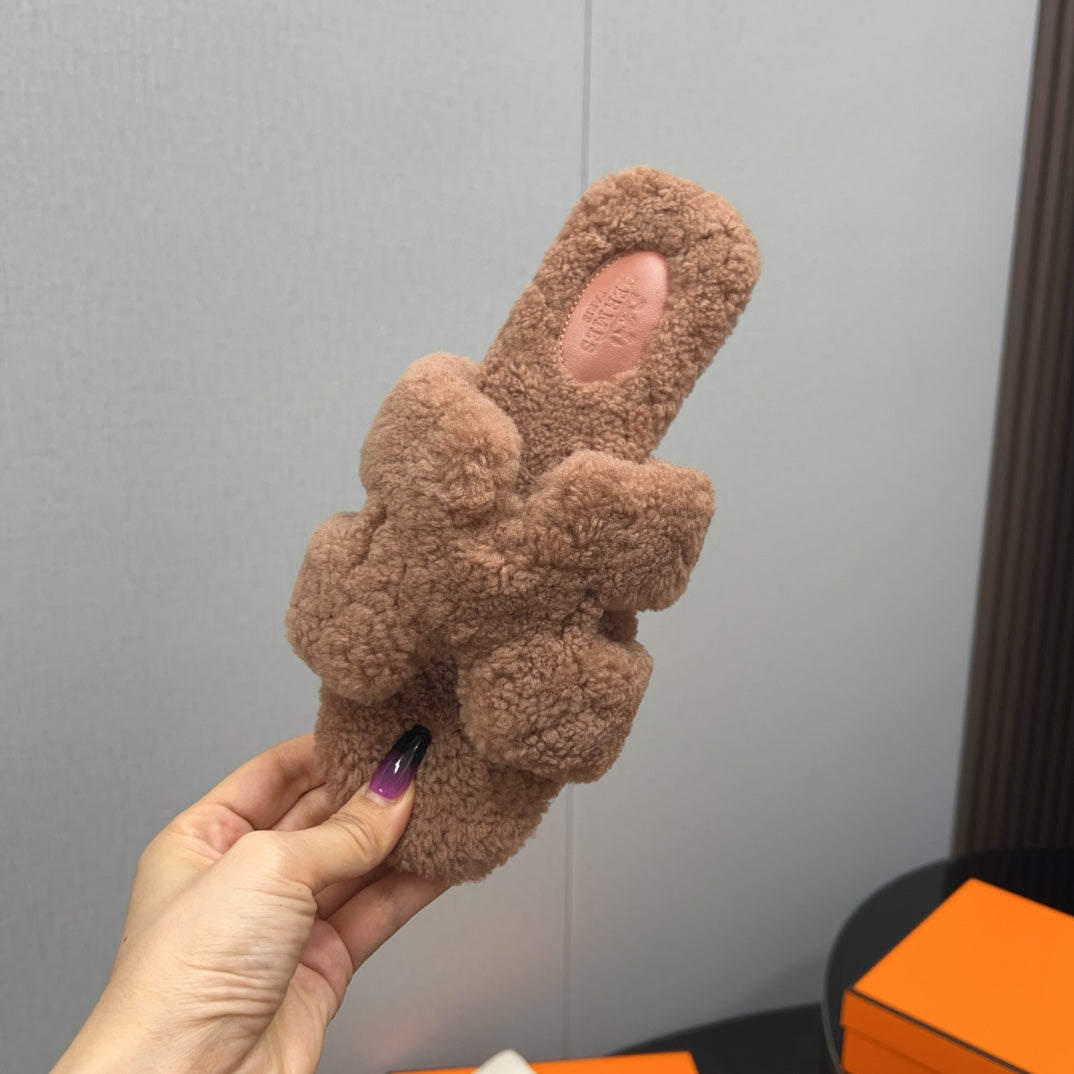 HM Oran Sandal Pink Brown Wool 952330