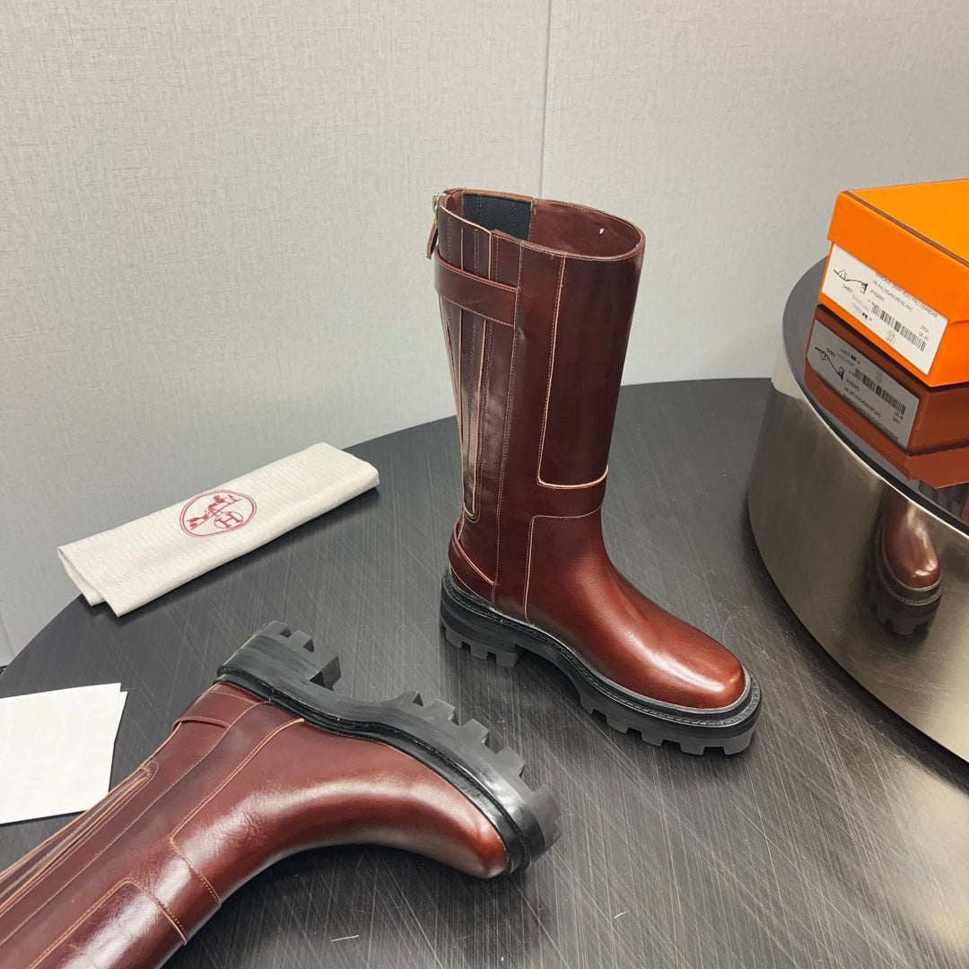 HM Jaimy High Boot 30mm In Red Brown Cowhide  952469