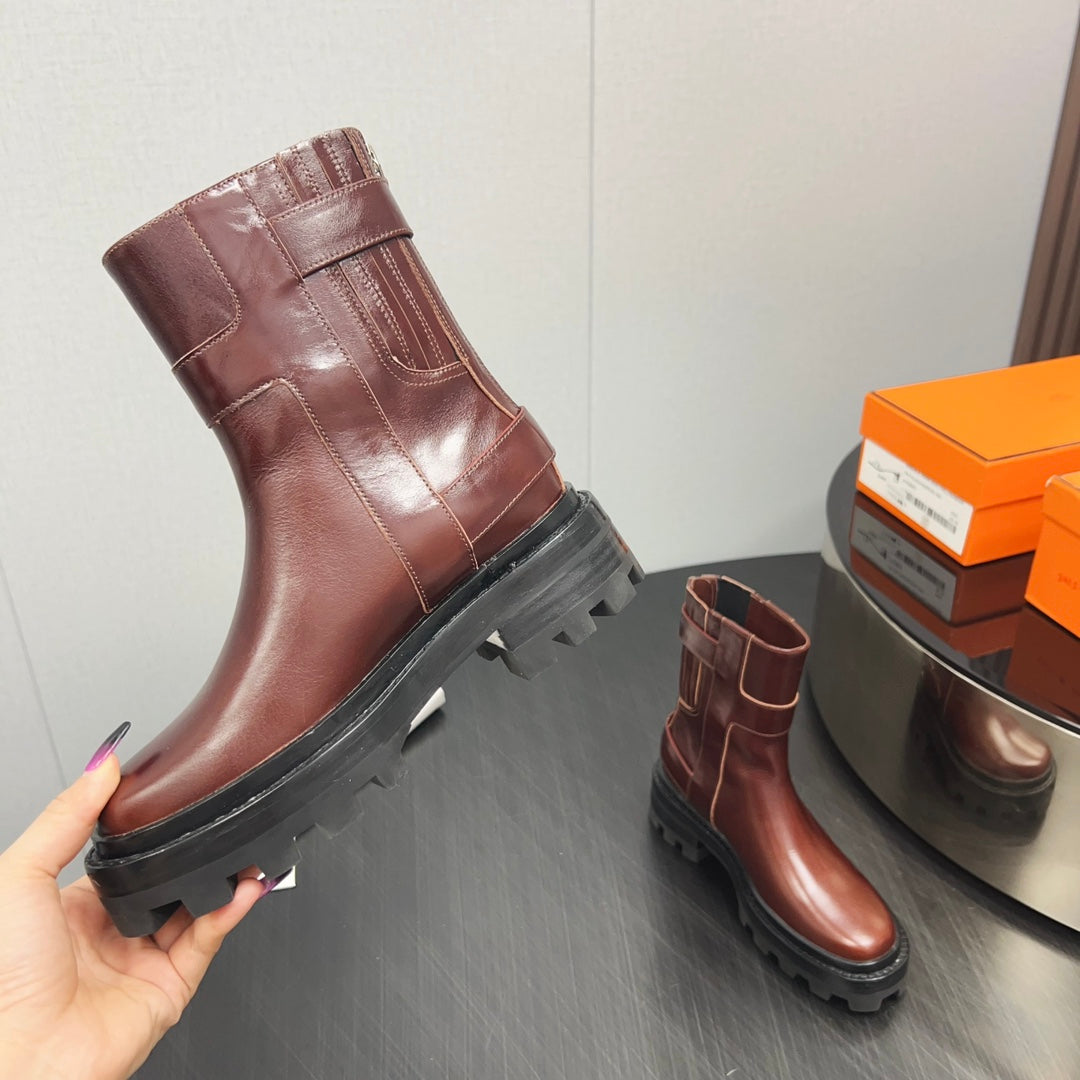 HM Jaimy Ankle Boot 30mm In Red Brown Cowhide 952475