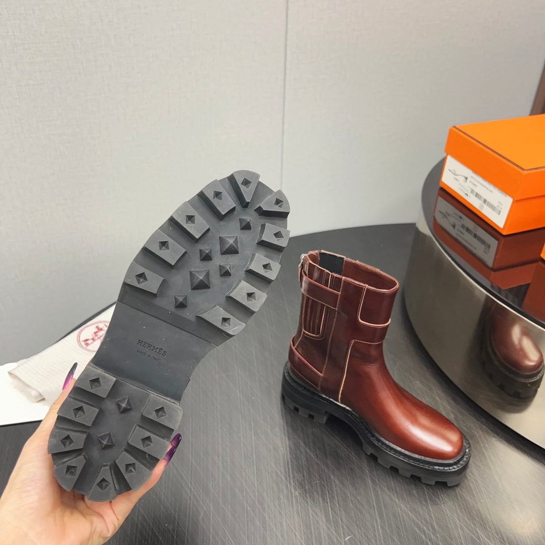 HM Jaimy Ankle Boot 30mm In Red Brown Cowhide 952475