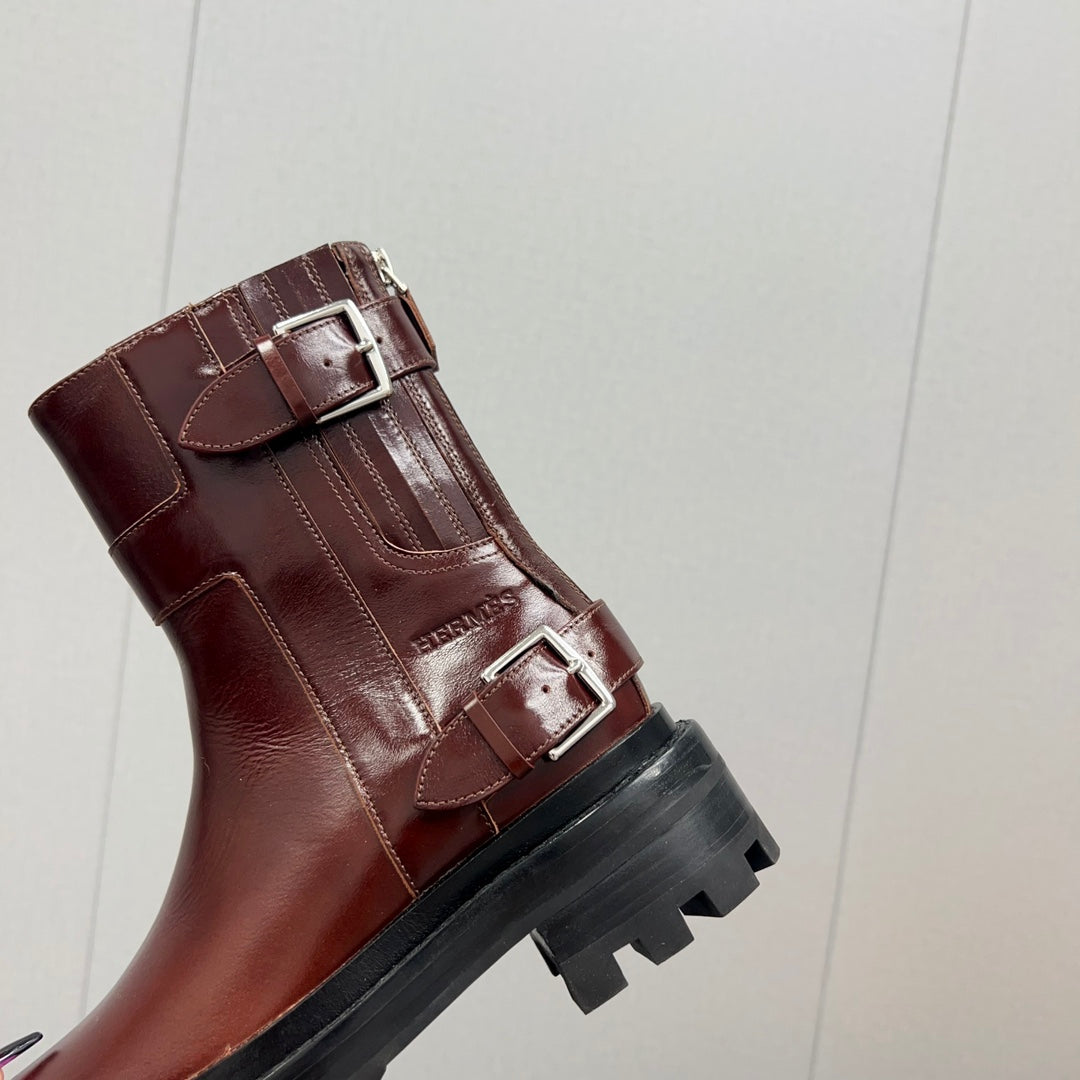 HM Jaimy Ankle Boot 30mm In Red Brown Cowhide 952475