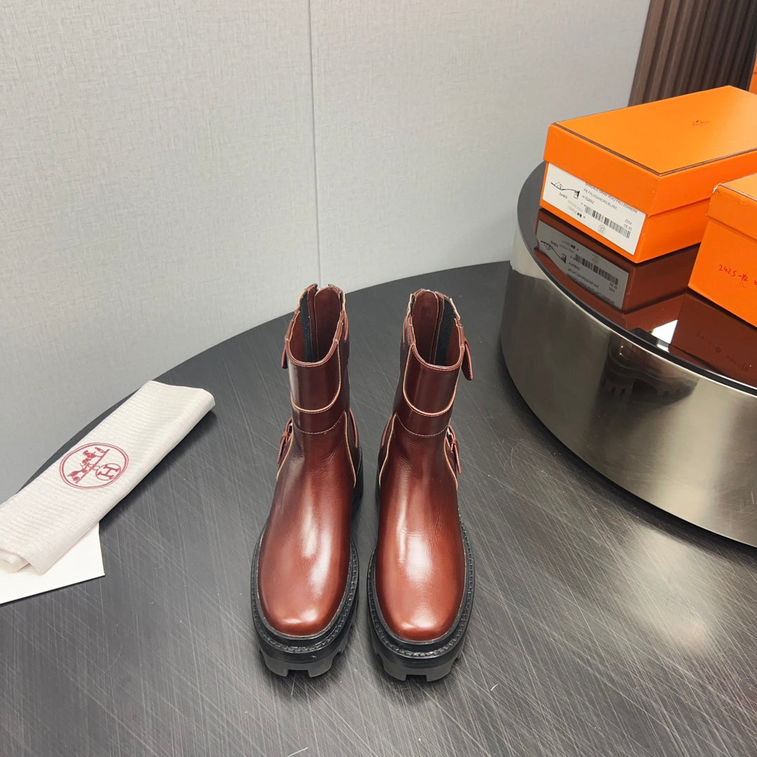 HM Jaimy Ankle Boot 30mm In Red Brown Cowhide 952475