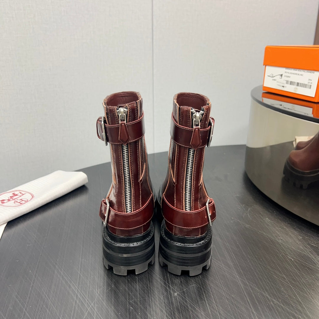 HM Jaimy Ankle Boot 30mm In Red Brown Cowhide 952475