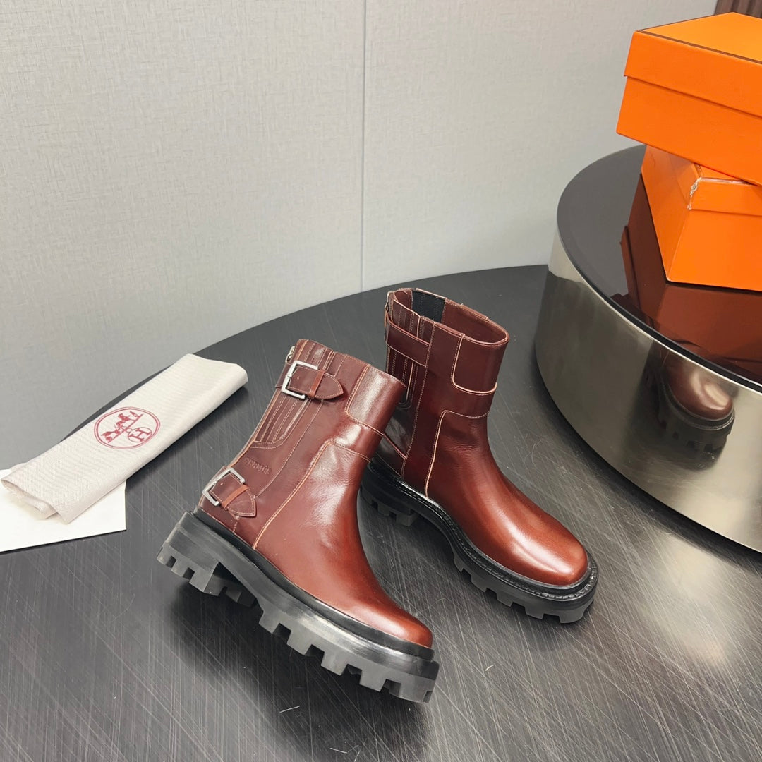 HM Jaimy Ankle Boot 30mm In Red Brown Cowhide 952475