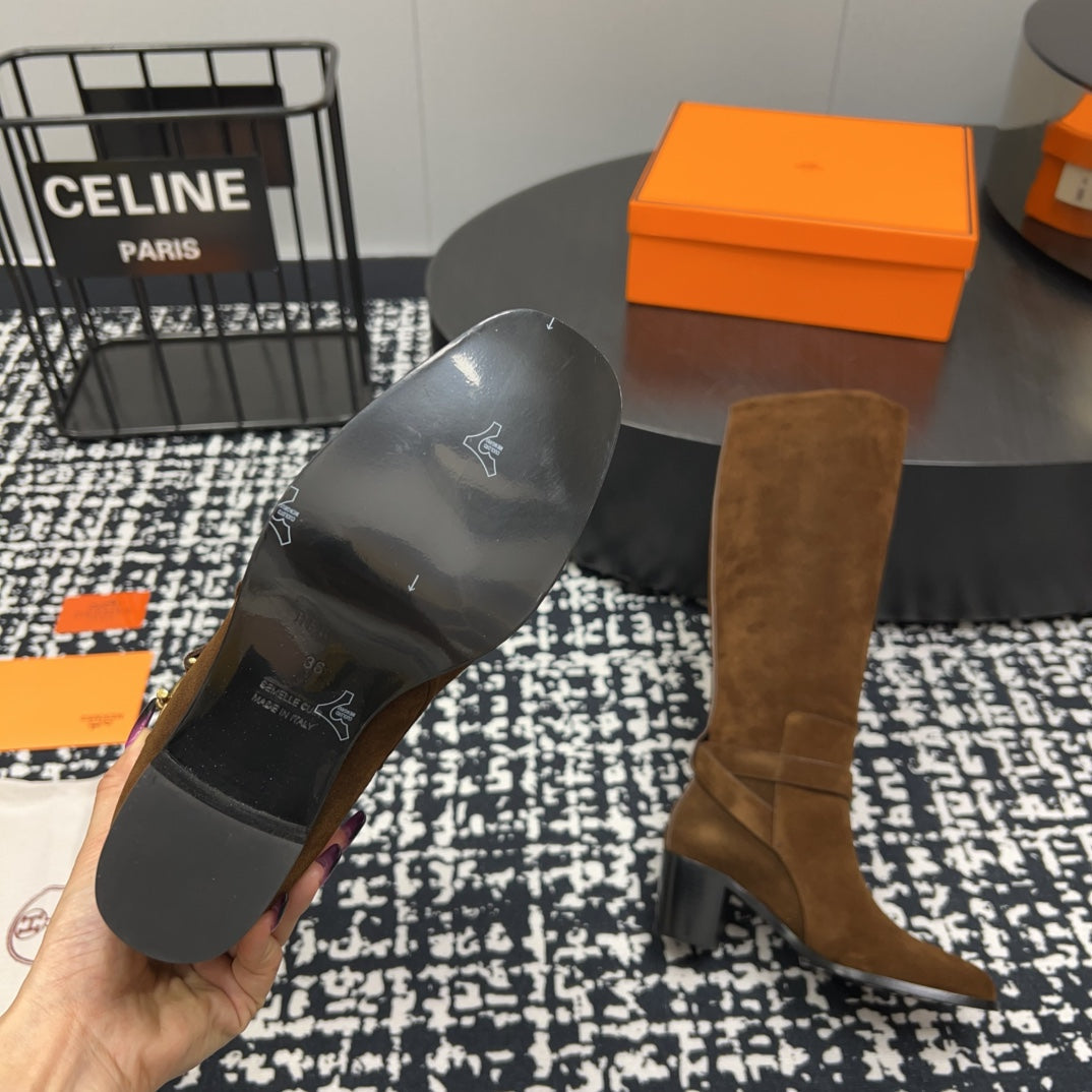 HM Justine 50 Boot Chestnut Brown Suede  952363