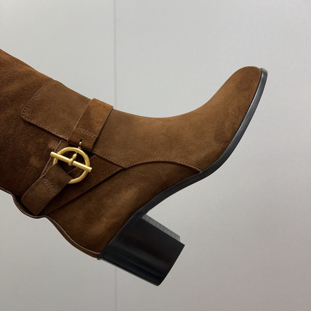 HM Justine 50 Boot Chestnut Brown Suede  952363