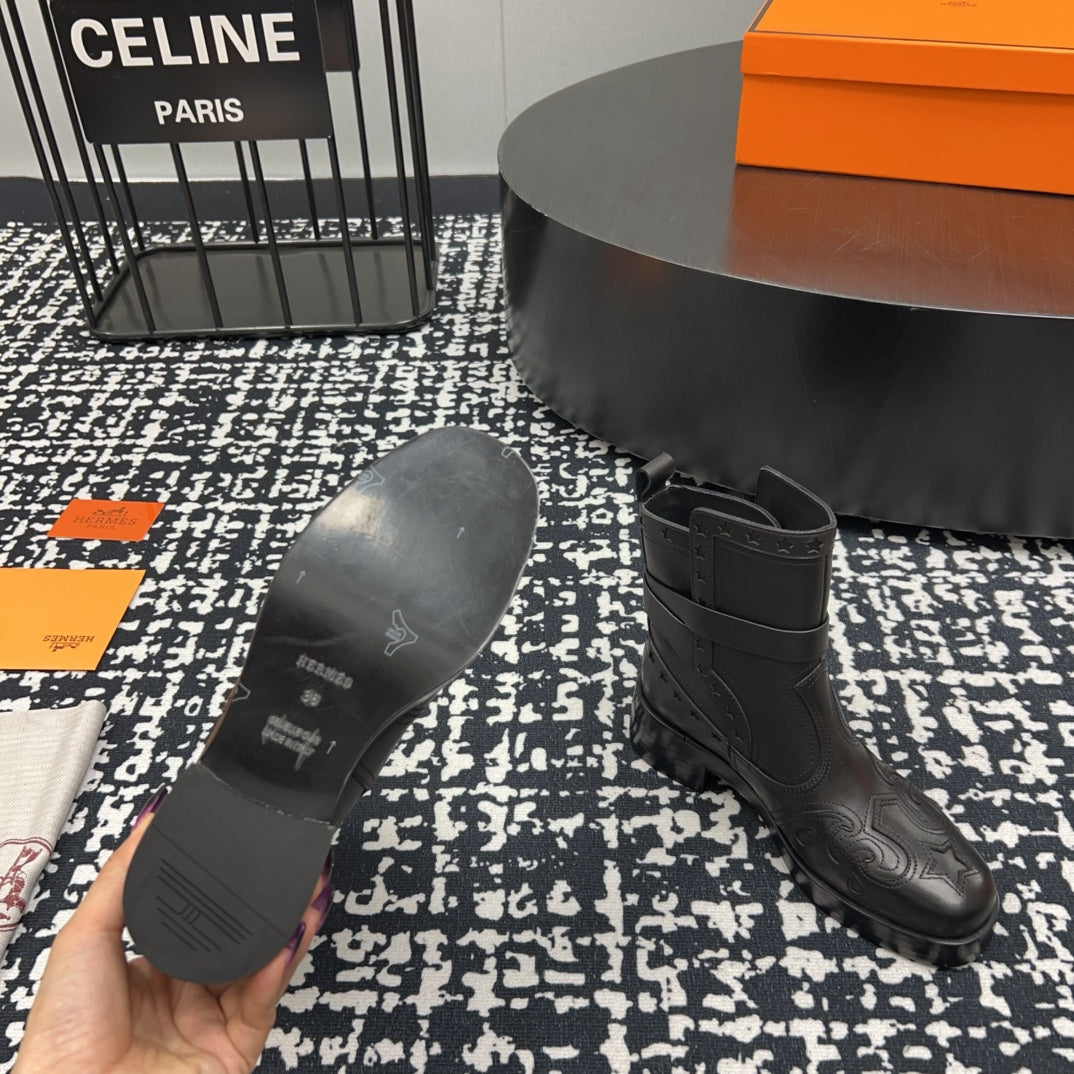 HM Ankle Boot 50mm Black With Printed Pattern Cowhide  952367