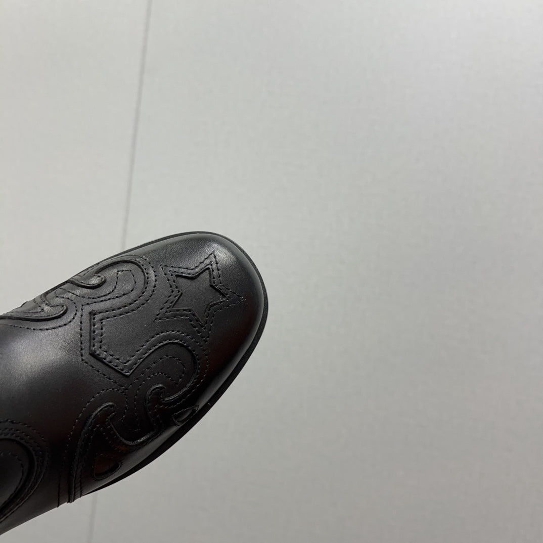 HM Ankle Boot 50mm Black With Printed Pattern Cowhide  952367