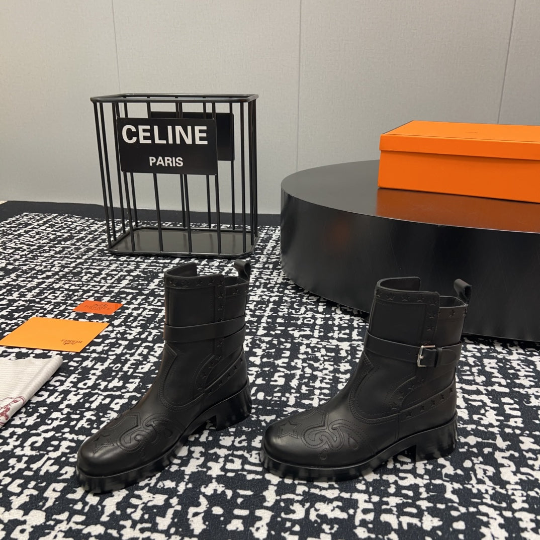 HM Ankle Boot 50mm Black With Printed Pattern Cowhide  952367