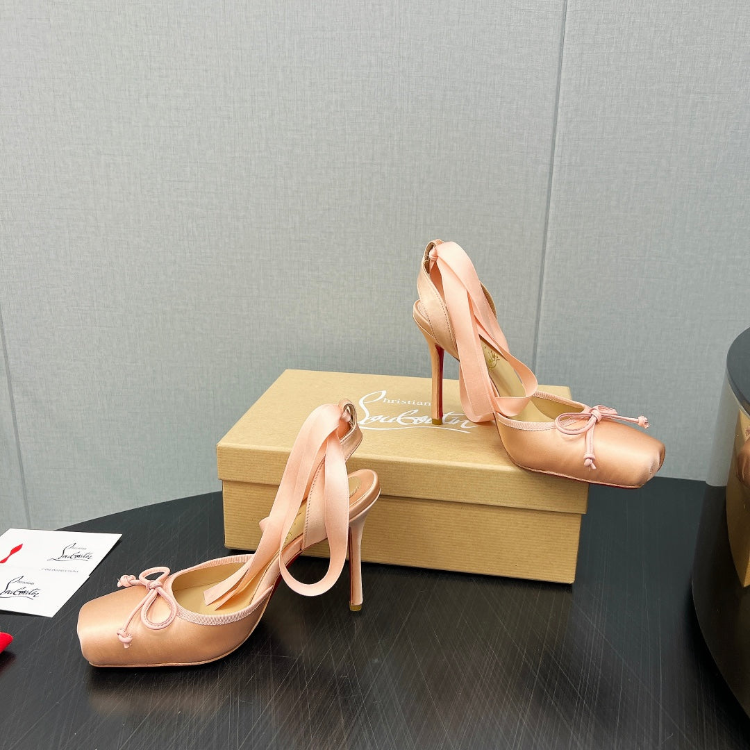 CL 25C Cassia Lace Up 100mm Peach Pink Silk 212131