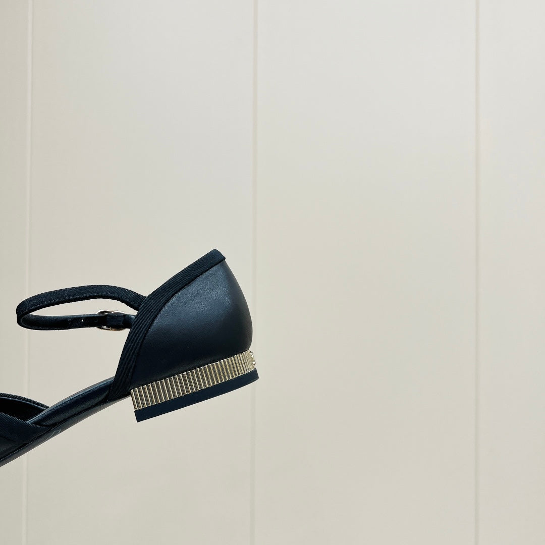 CC 25 Slingback Flat Grosgrain Calfskin