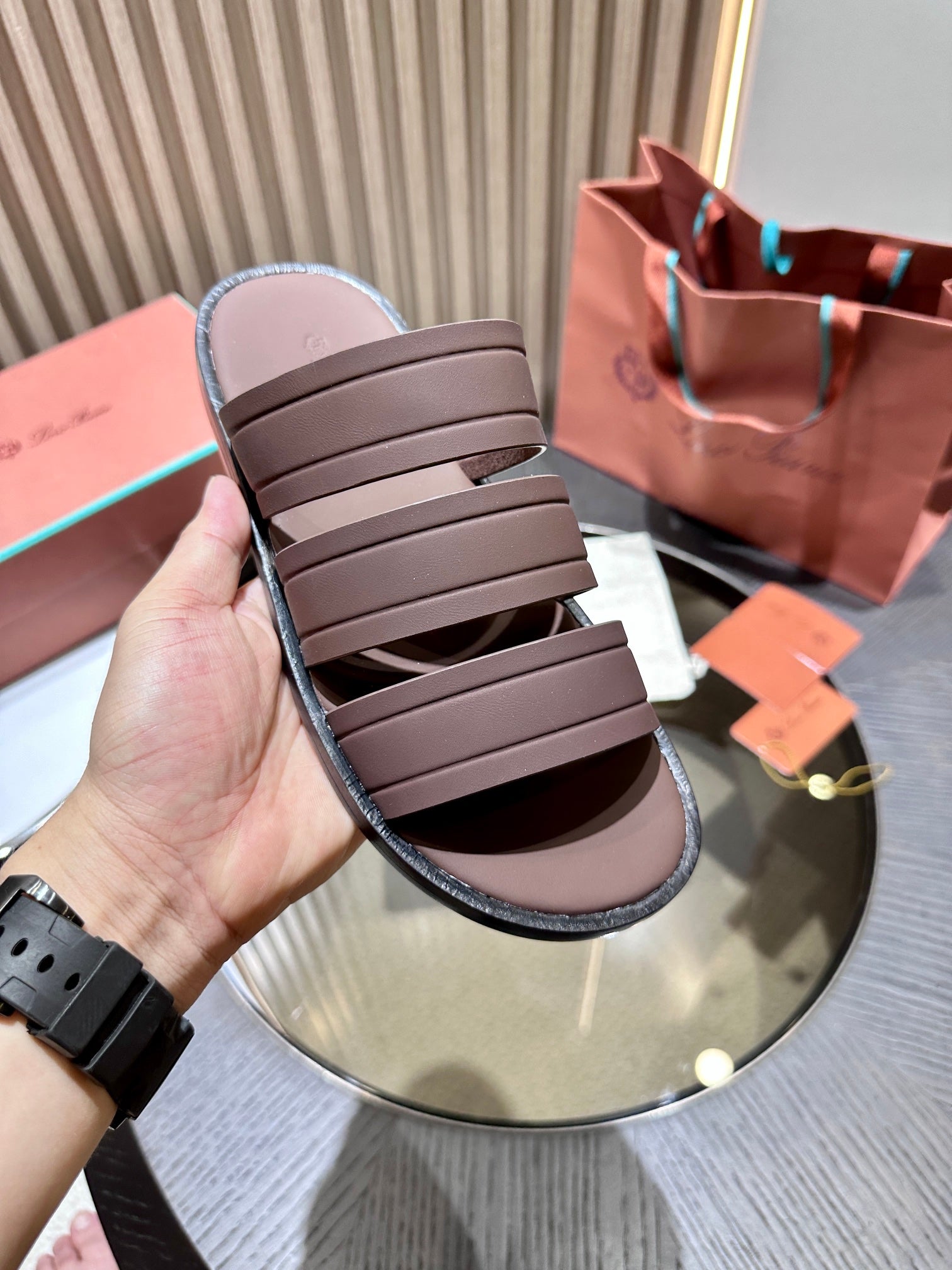 LP NAHA SANDAL CHOCOLATE LAMBSKIN