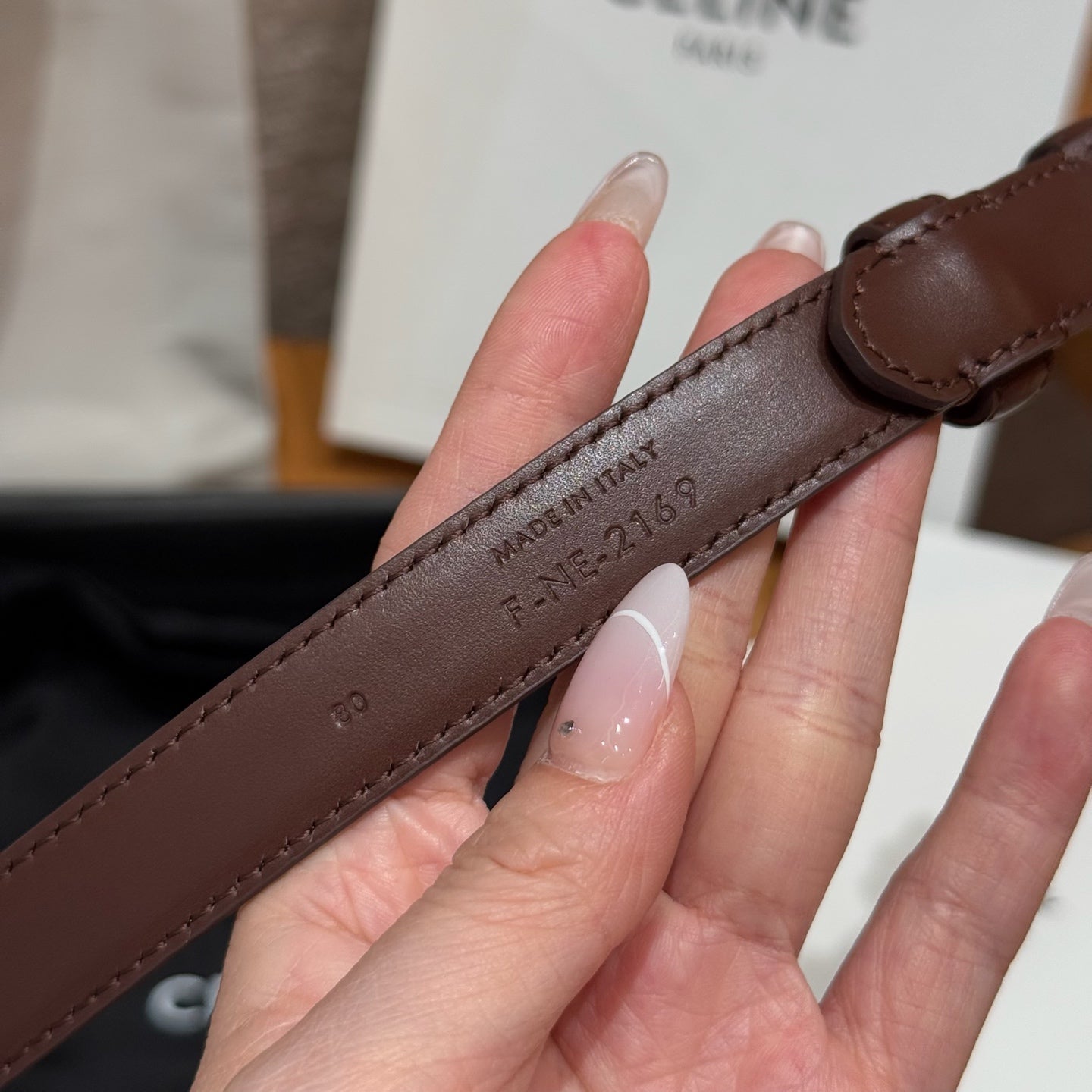 CEL Triomphe Belt 18mm Brown Gold Calfskin 187490