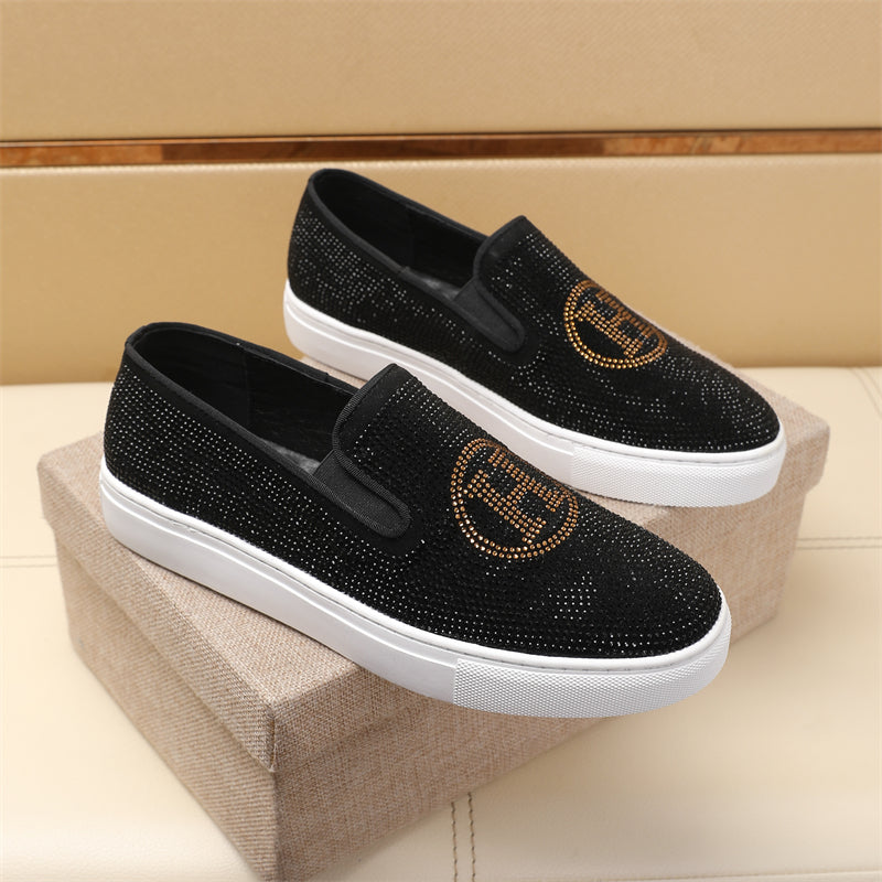 HM Men's Slip -on Loafer Black Diamond Lambskin 645794