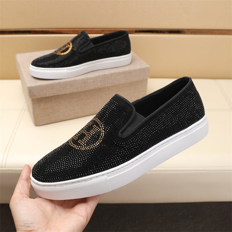 HM Men's Slip -on Loafer Black Diamond Lambskin 645794