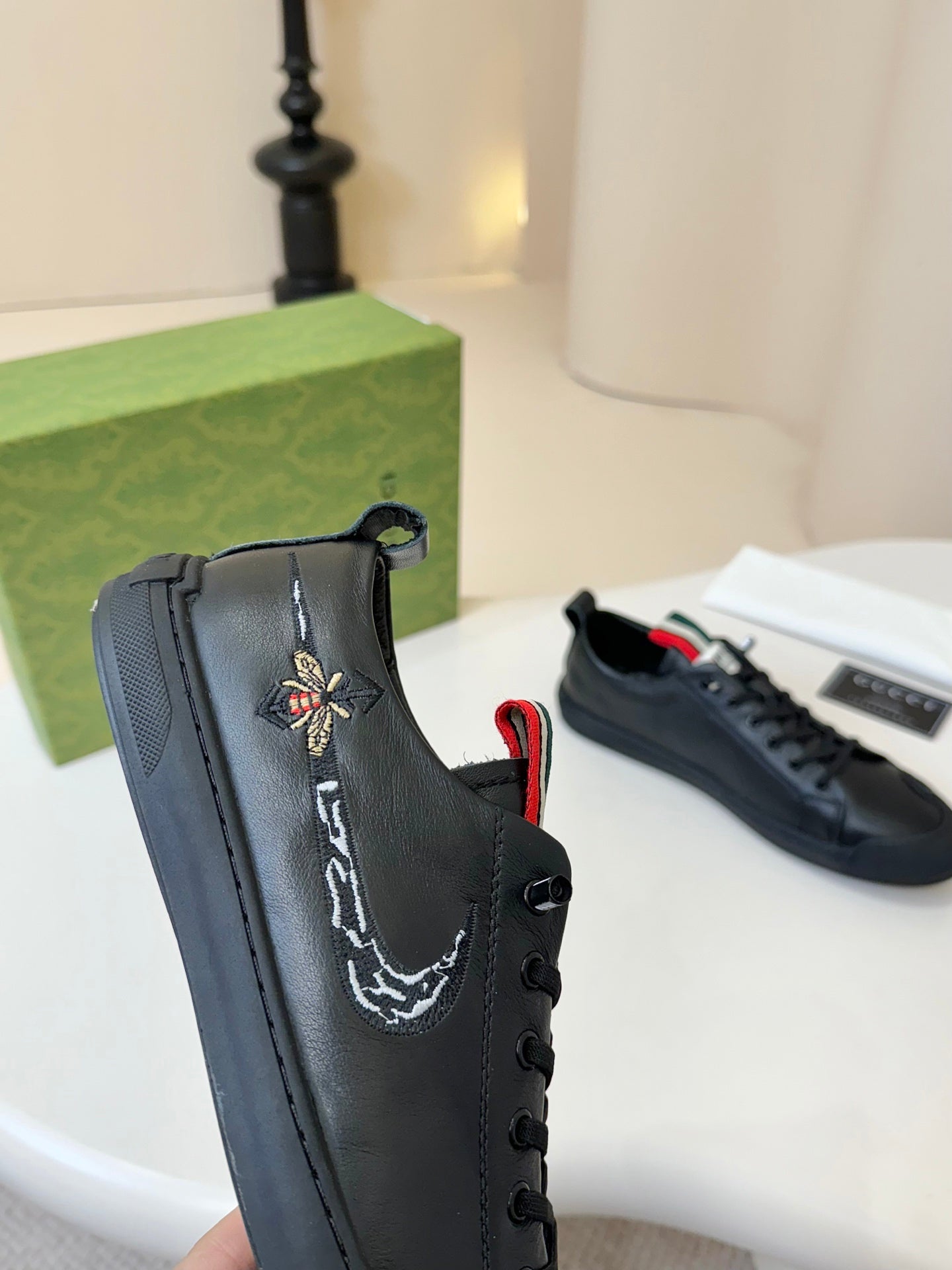 GG Men's Sneaker Black Cowhide 740210