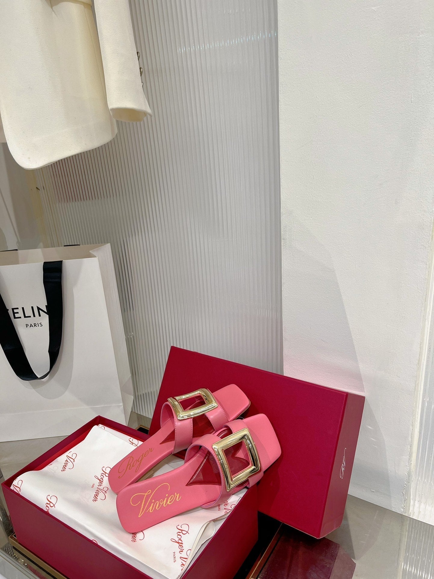 Viv Simple Slides Pink Cowhide 295938