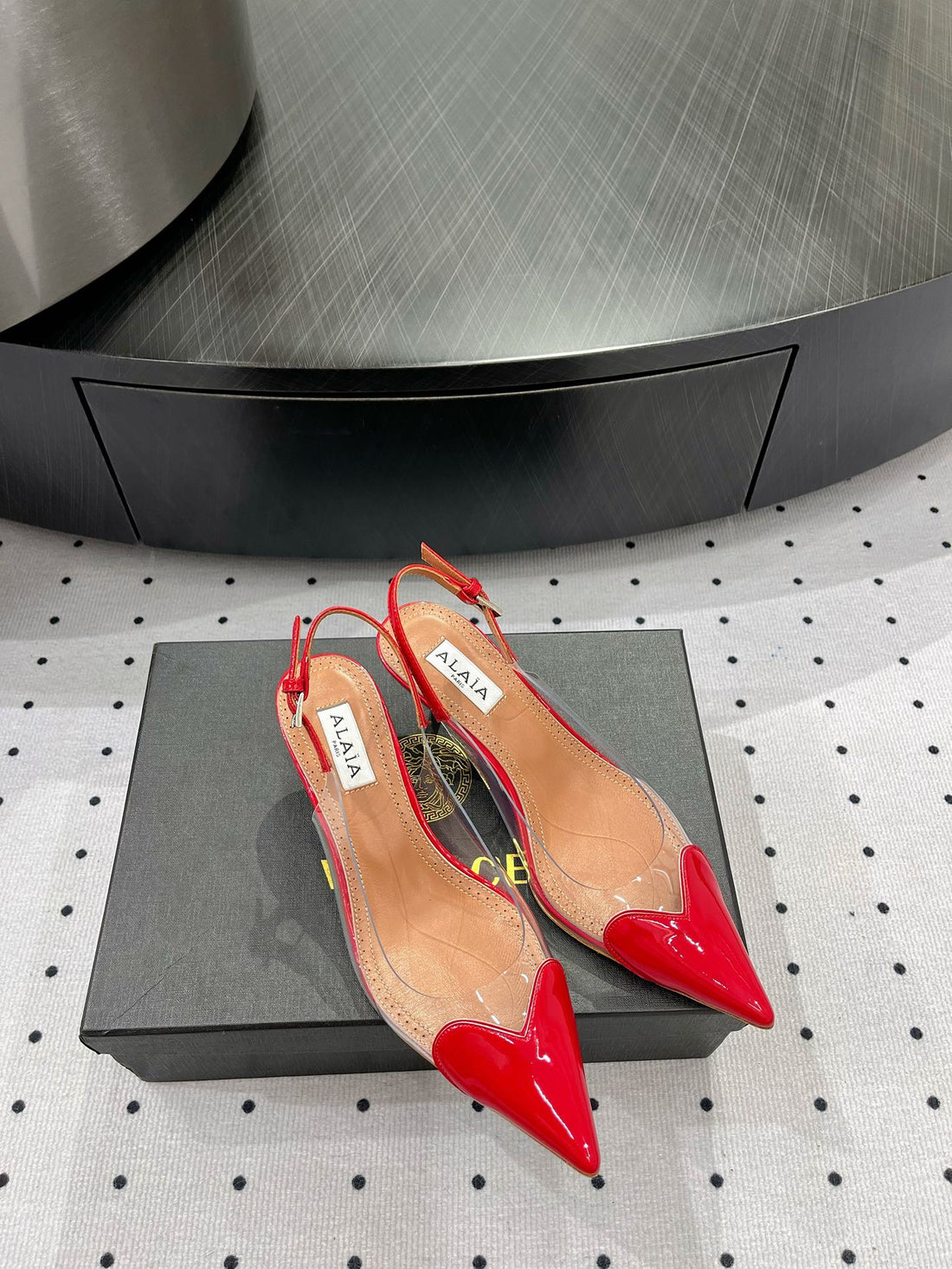 Alaila Le CÅ“ur Slingbacks 60mm In Red Glossy Lambskin 954825