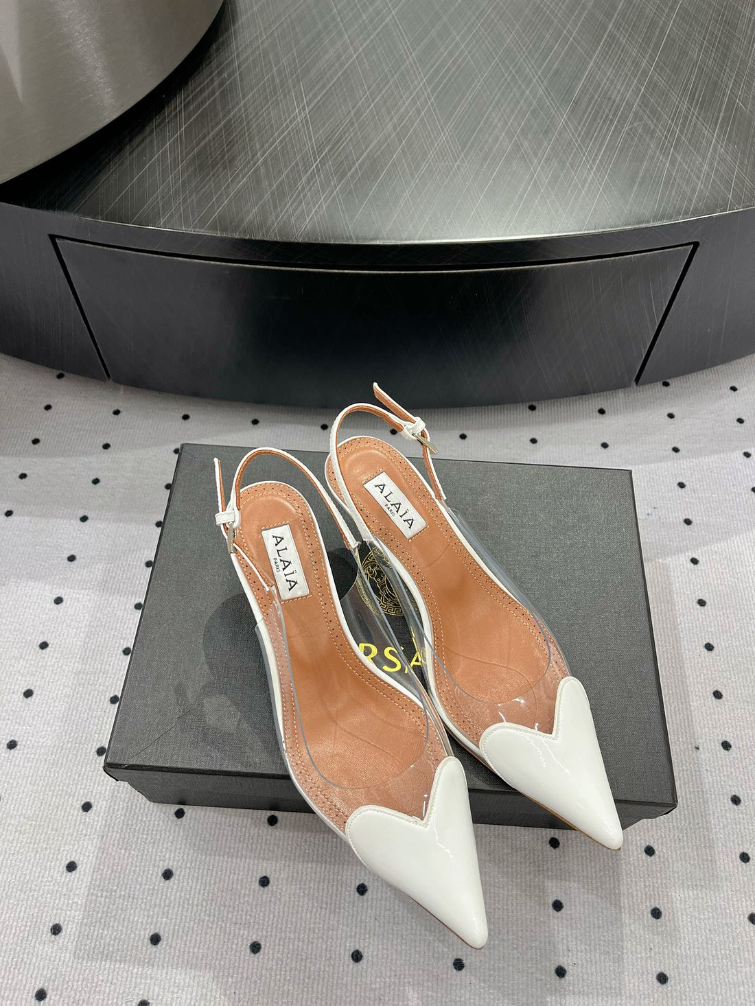 Alaila Le CÅ“ur Slingbacks 60mm In White Glossy Lambskin 954827