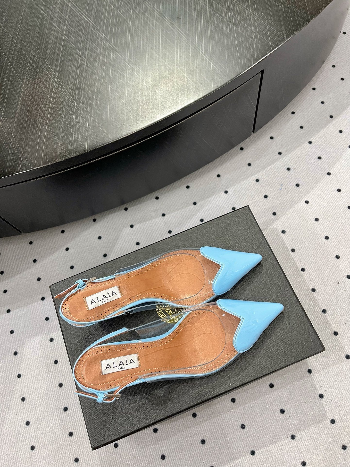 Alaila Le CÅ“ur Slingbacks 60mm In Could Blue Glossy Lambskin  954835