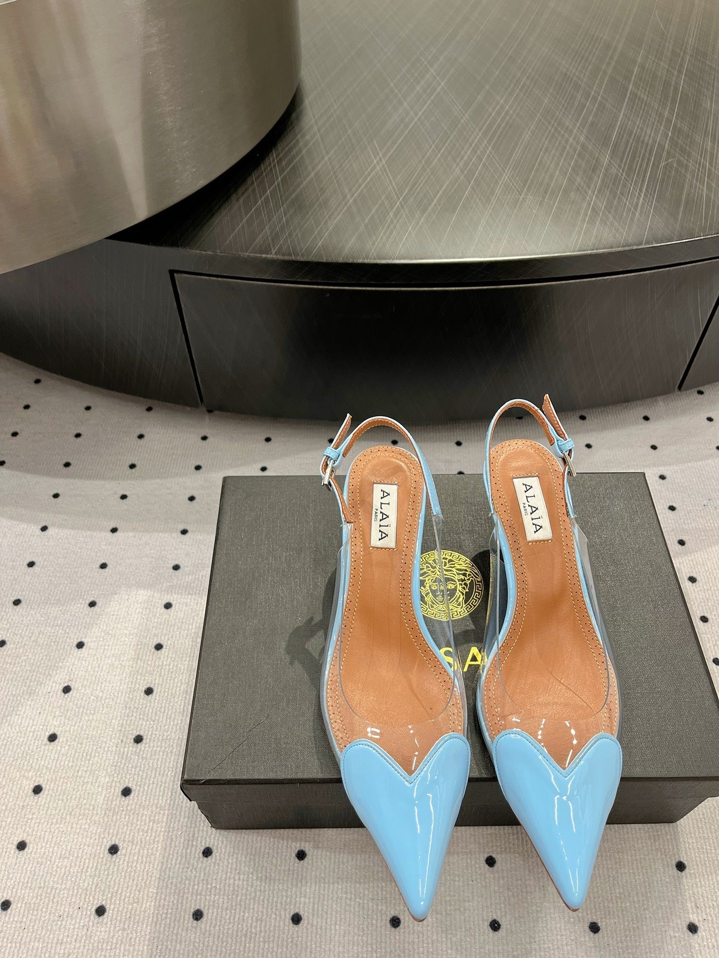 Alaila Le CÅ“ur Slingbacks 60mm In Could Blue Glossy Lambskin  954835
