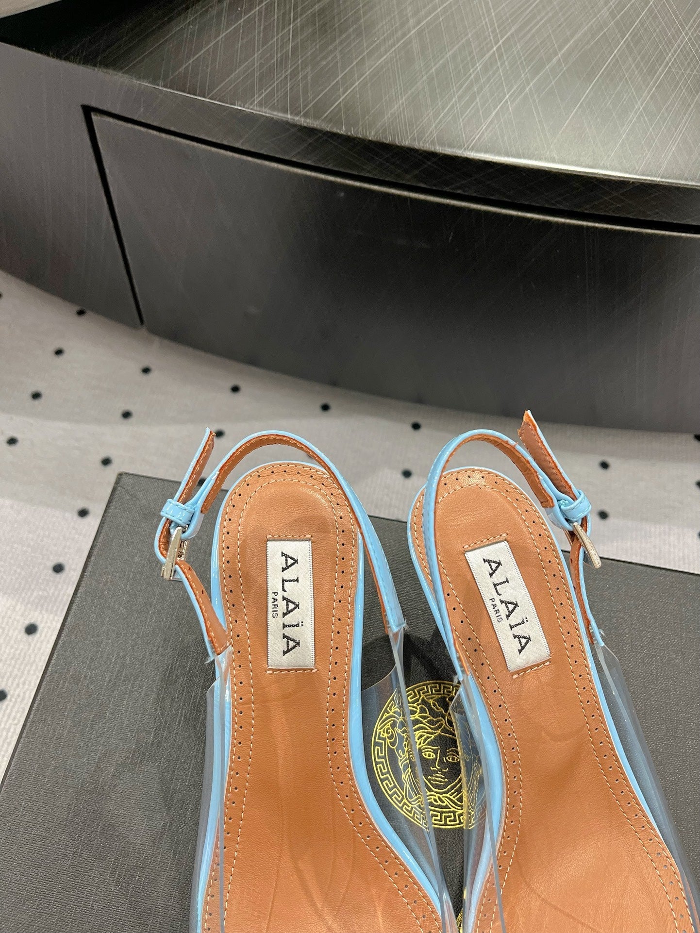 Alaila Le CÅ“ur Slingbacks 60mm In Could Blue Glossy Lambskin  954835