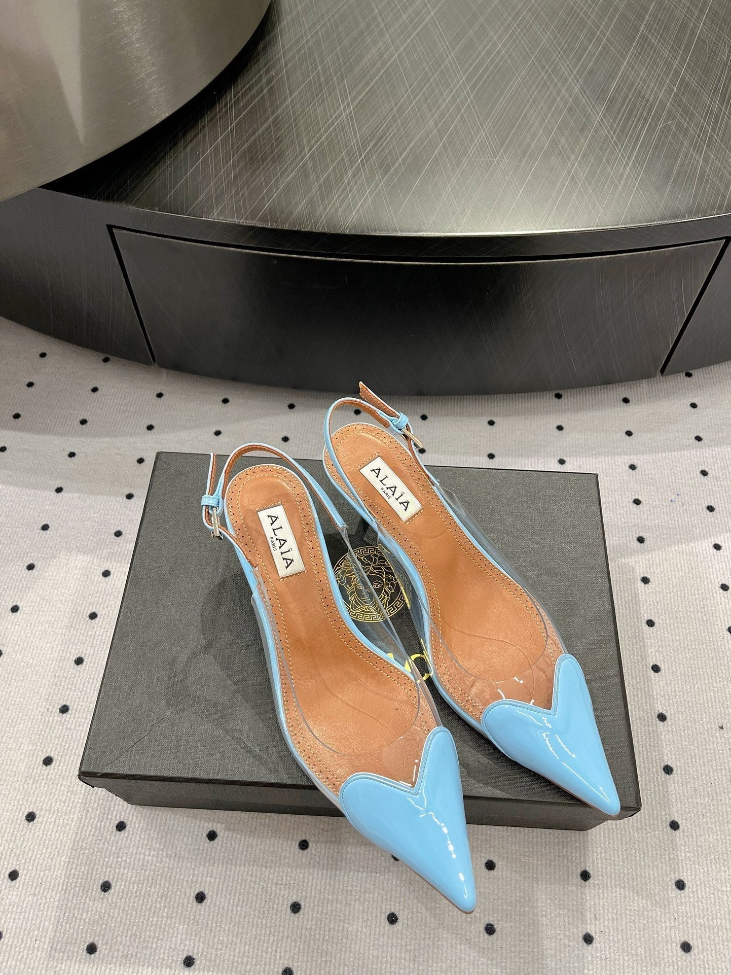 Alaila Le CÅ“ur Slingbacks 60mm In Could Blue Glossy Lambskin  954835