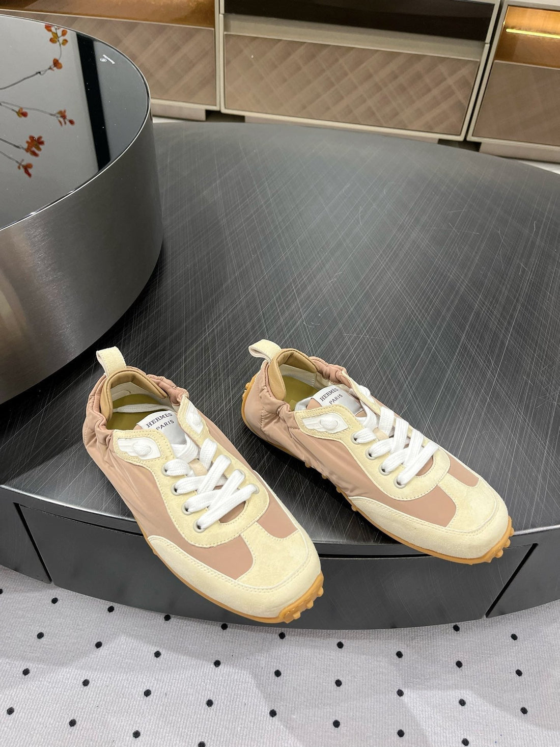 HM Sneaker 10mm In Light Brown Mix Beige Suede And Windbreaker Fabric 954746