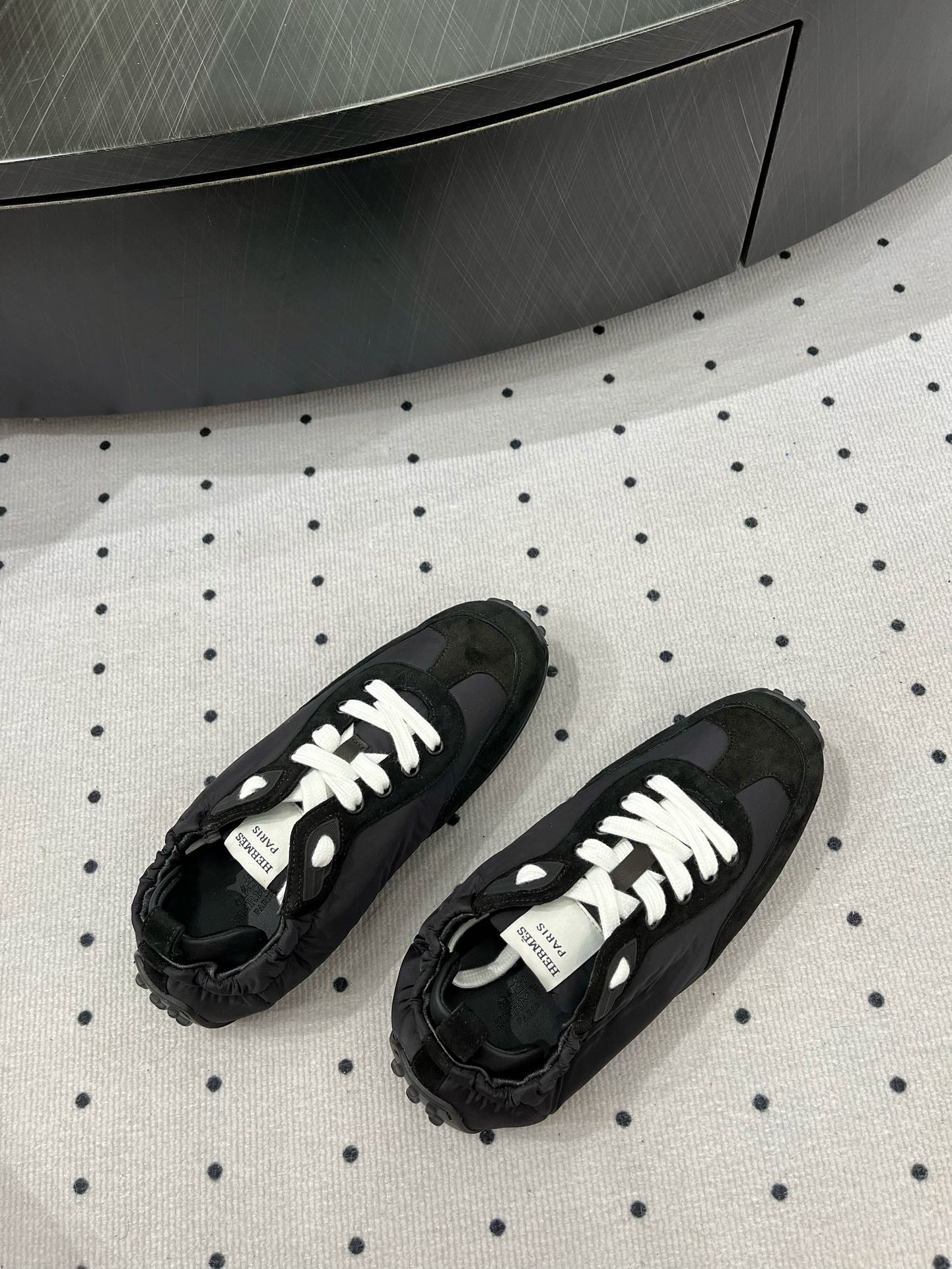 HM Sneaker 10mm In Black Grey Suede And Windbreaker Fabric  954752