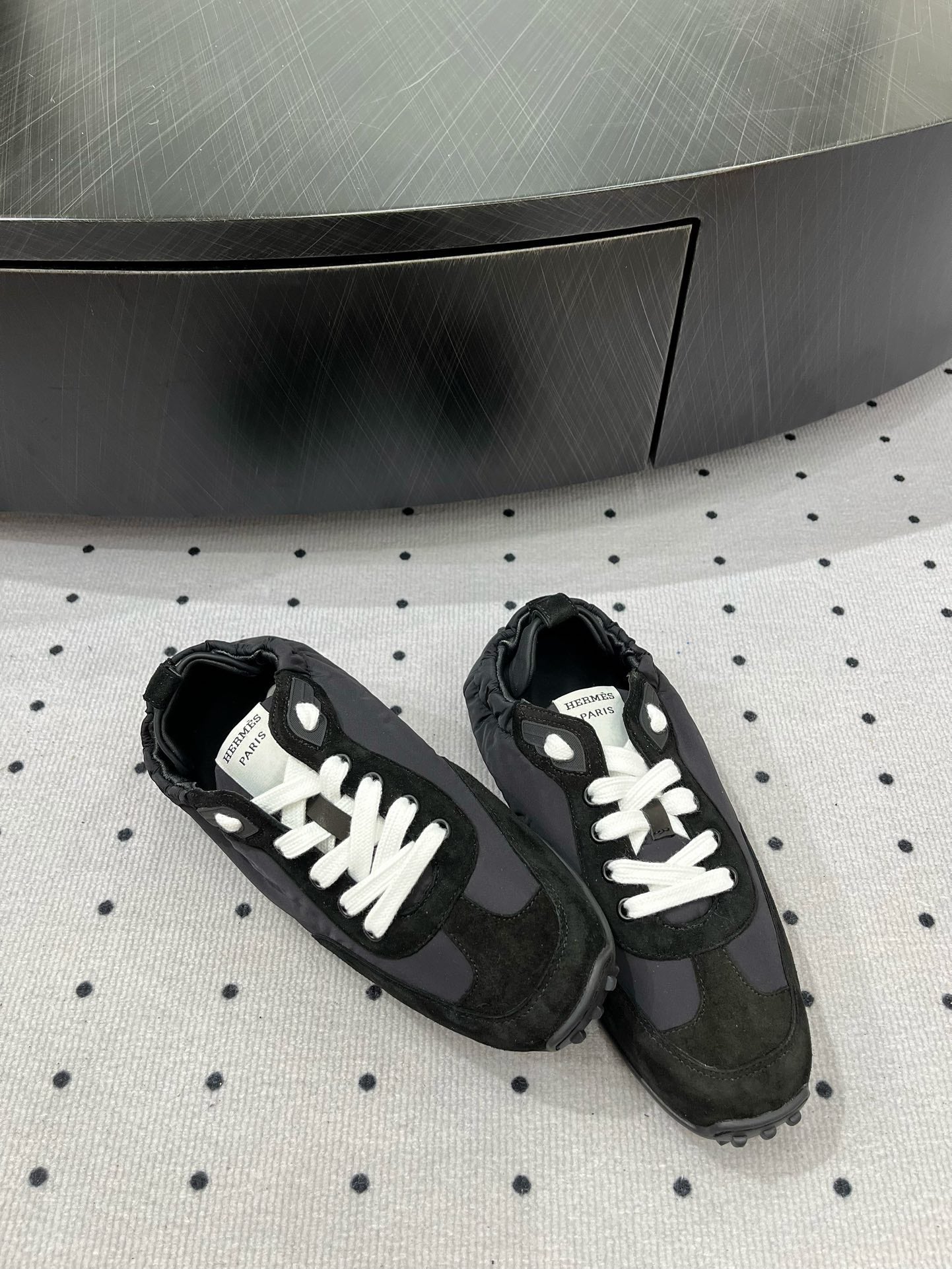 HM Sneaker 10mm In Black Grey Suede And Windbreaker Fabric  954752