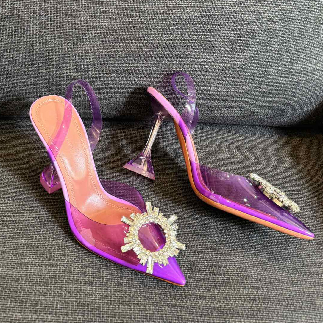 Amina & Muaddi 2025 Slingback Purple PVC Sheepskin 175043