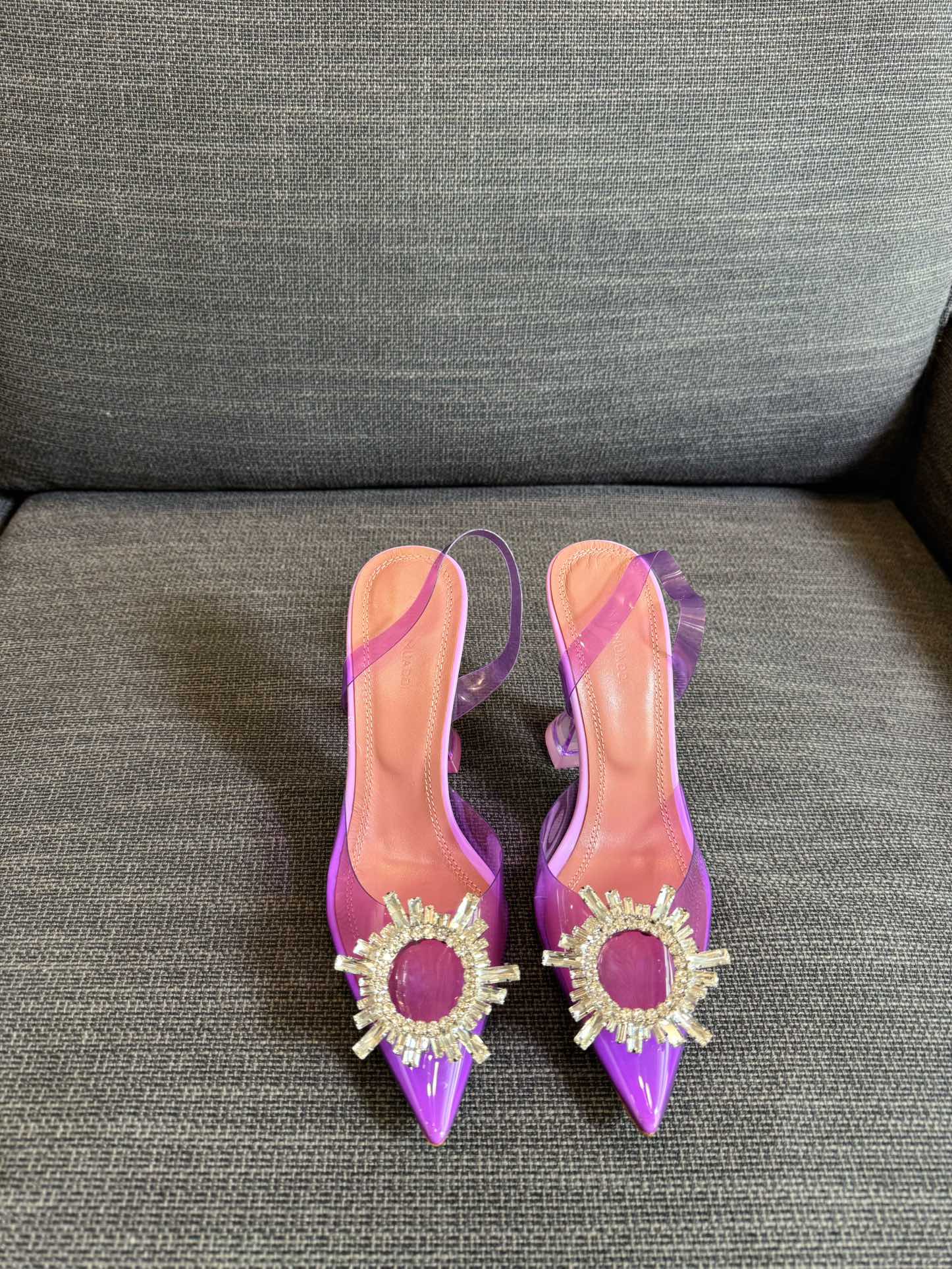 Amina & Muaddi 2025 Slingback Purple PVC Sheepskin 175043