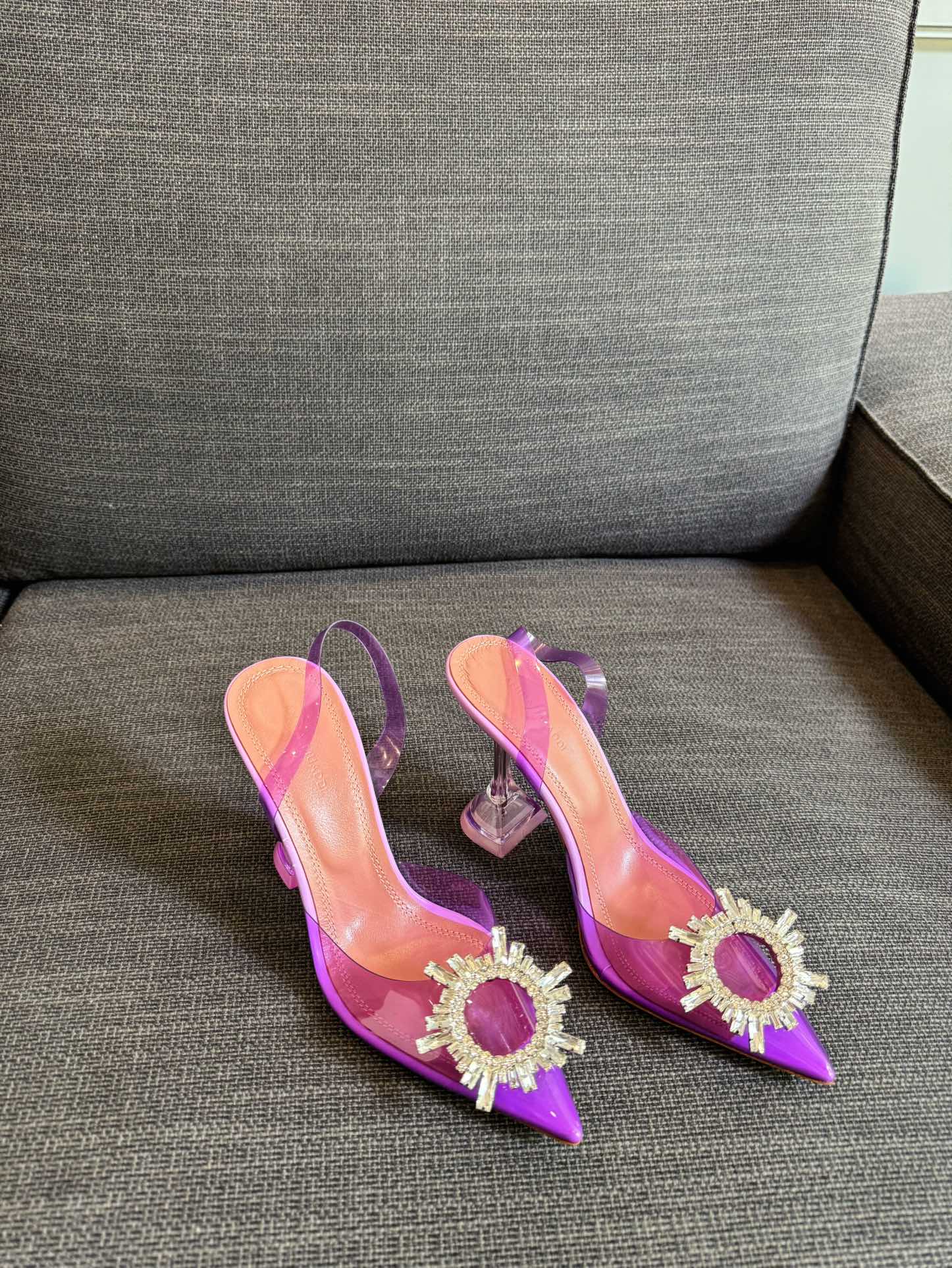 Amina & Muaddi 2025 Slingback Purple PVC Sheepskin 175043