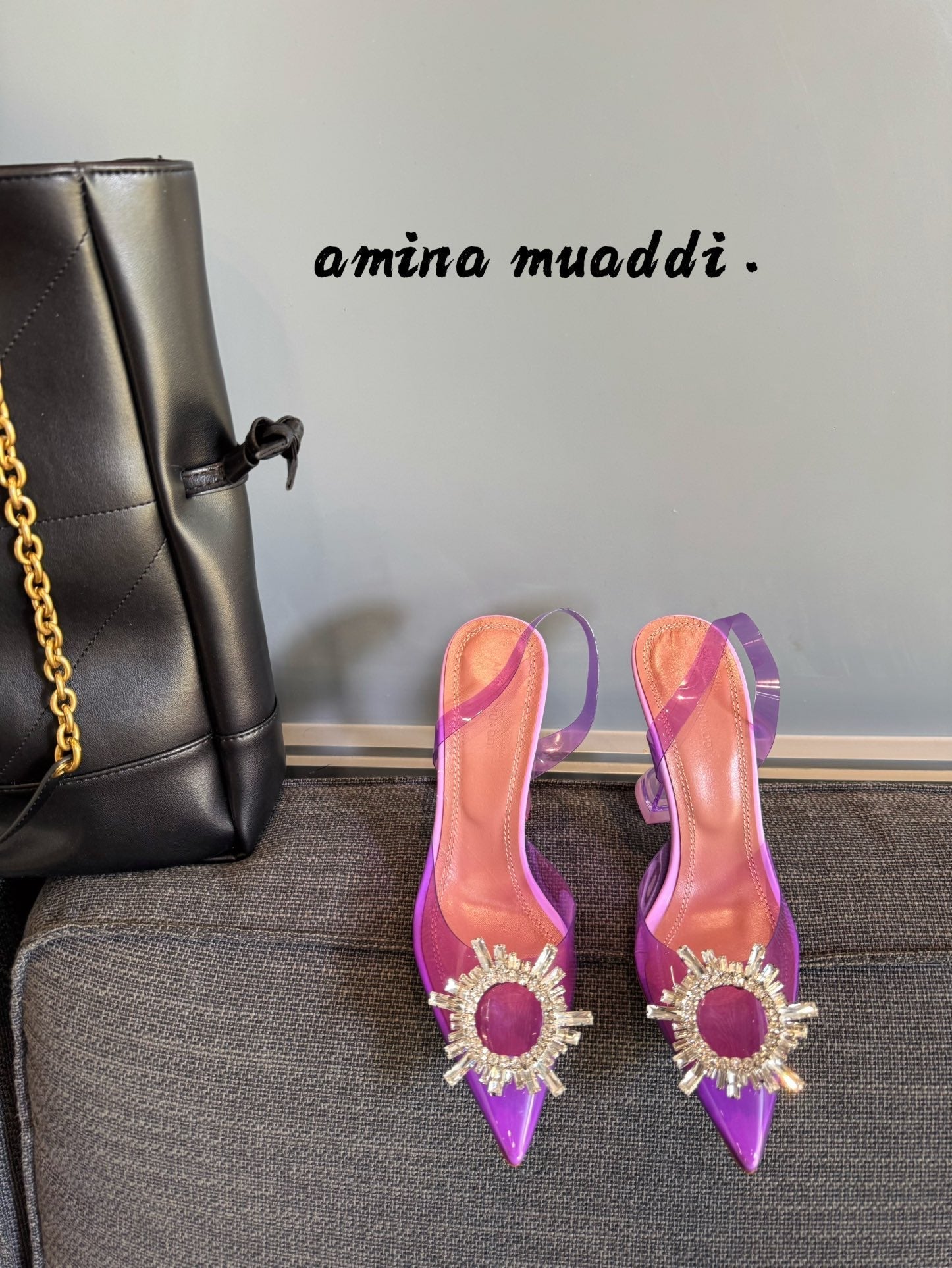 Amina & Muaddi 2025 Slingback Purple PVC Sheepskin 175043