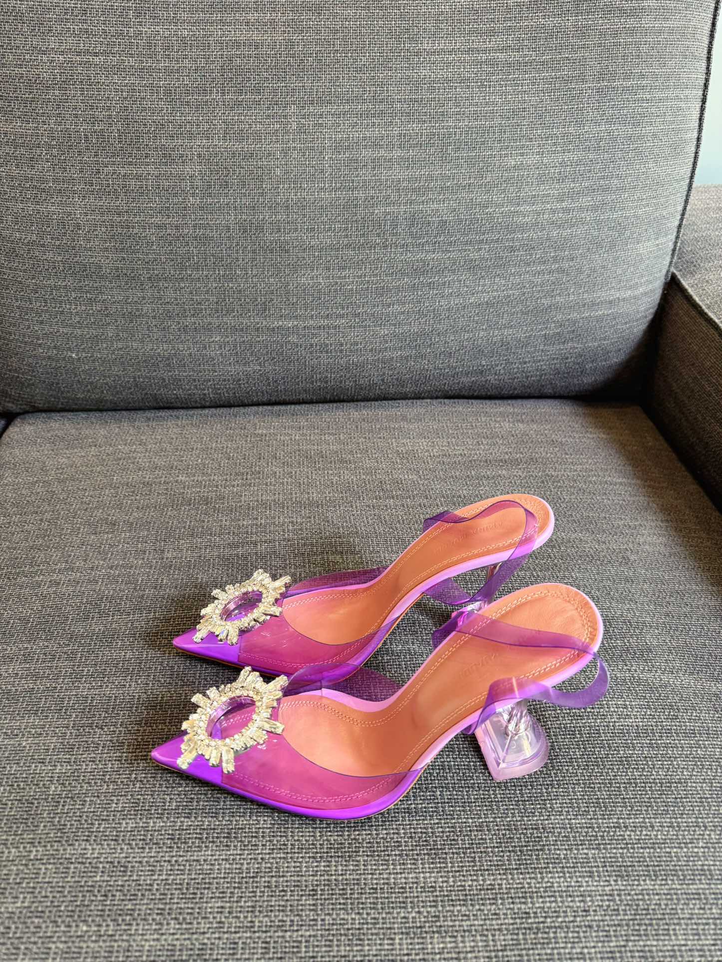 Amina & Muaddi 2025 Slingback Purple PVC Sheepskin 175043