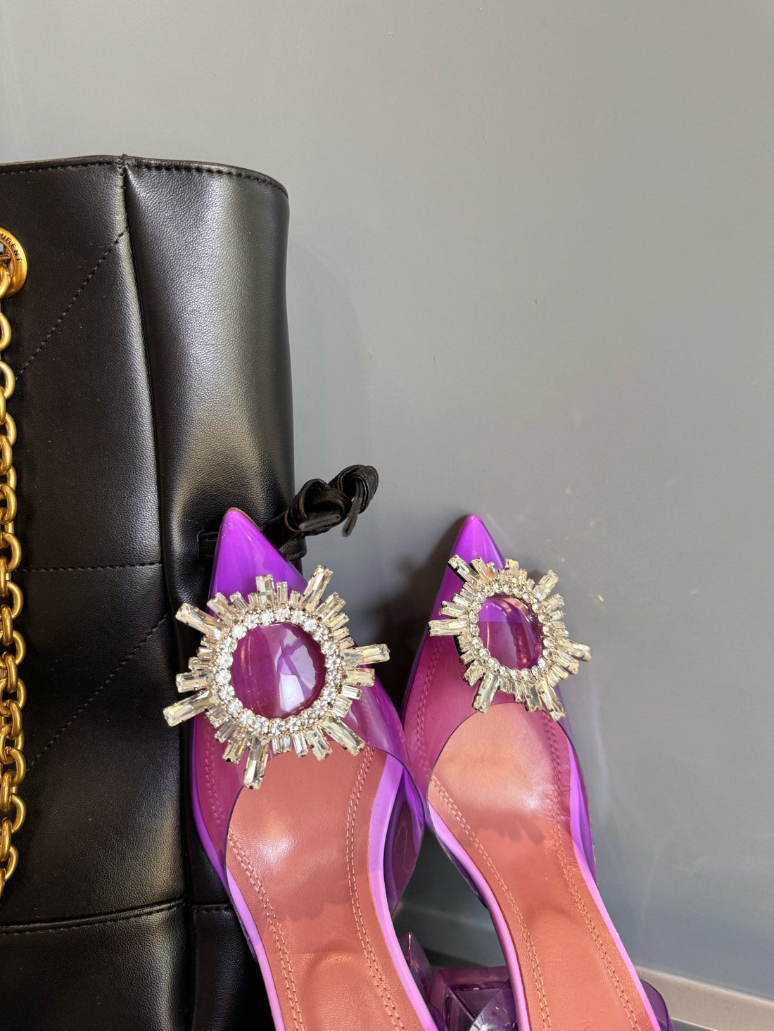 Amina & Muaddi 2025 Slingback Purple PVC Sheepskin 175043