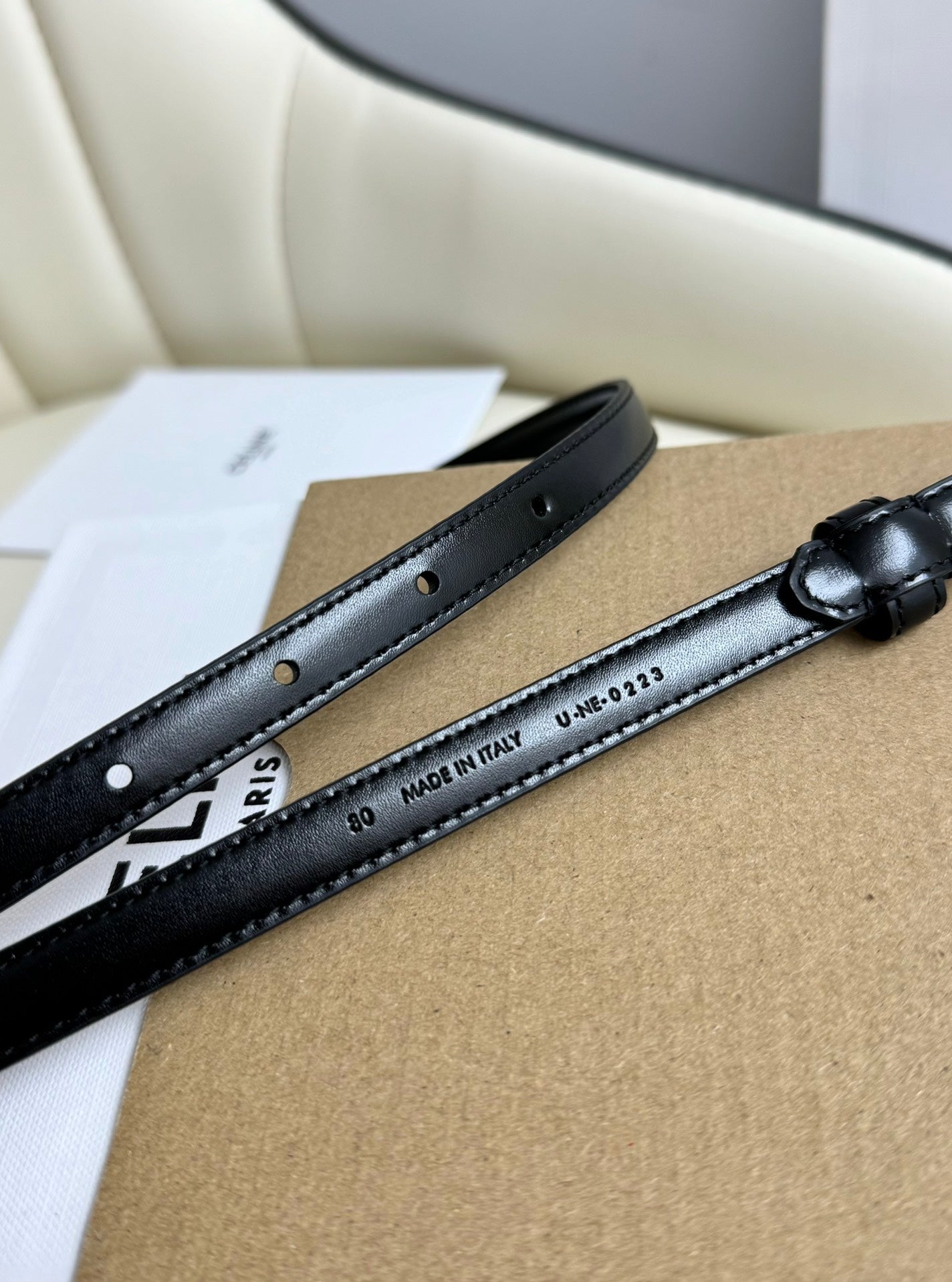 CEL Gold Buckle 13mm Belt Black Cowhide 179725