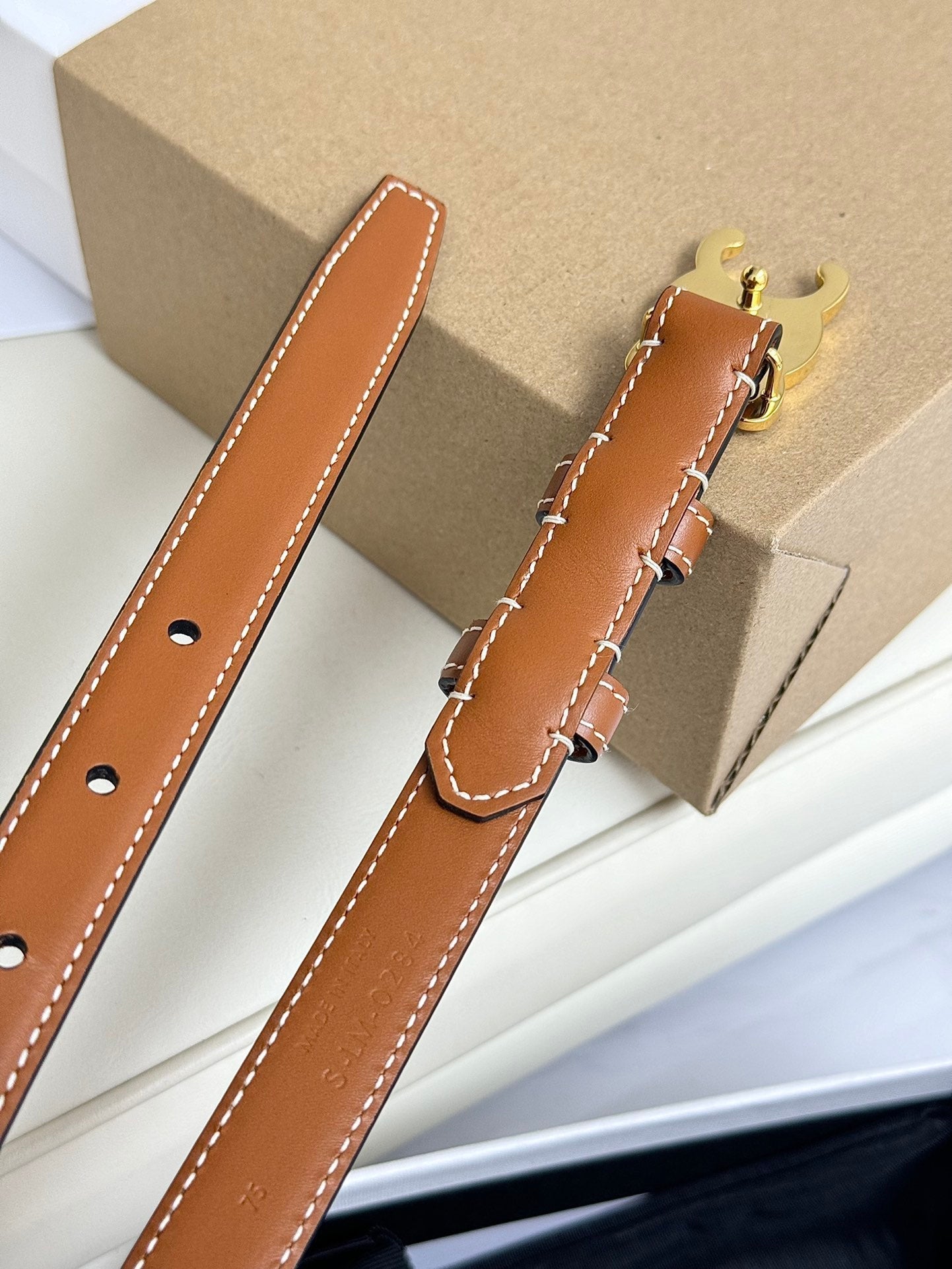 CEL Gold Buckle 18mm Belt Brown Cowhide 179730