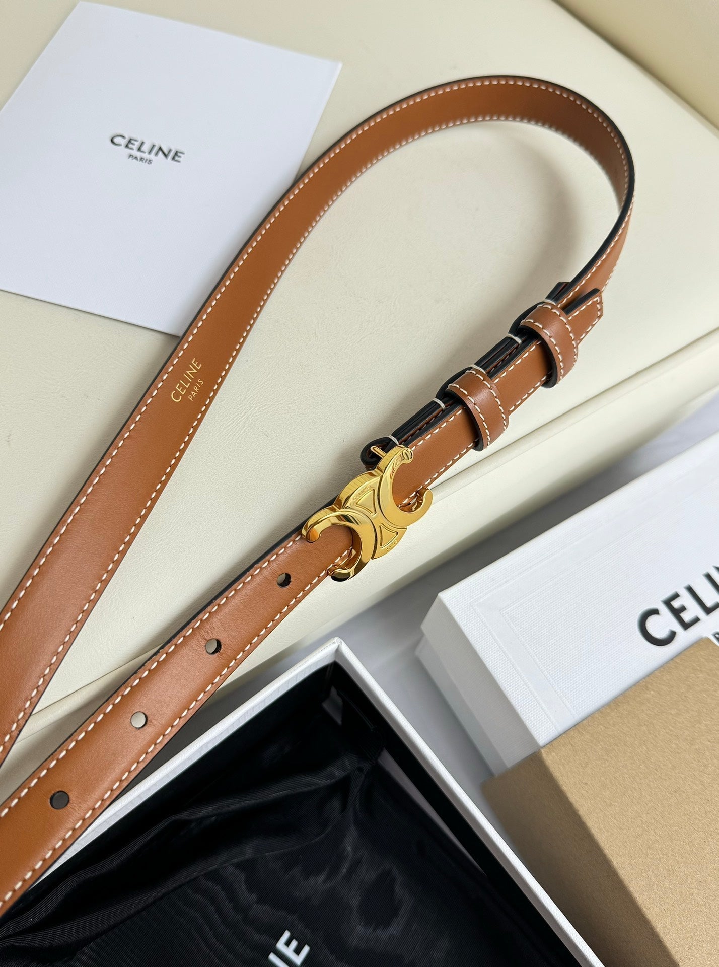 CEL Gold Buckle 18mm Belt Brown Cowhide 179730