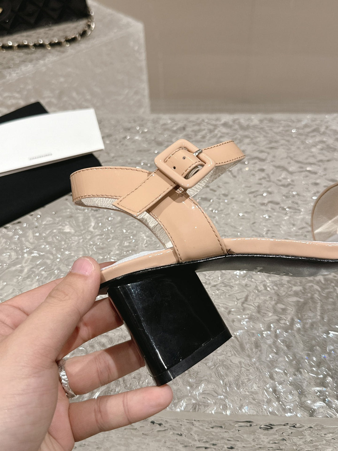 slingbacks sandal 60 white beige patent calfskin
