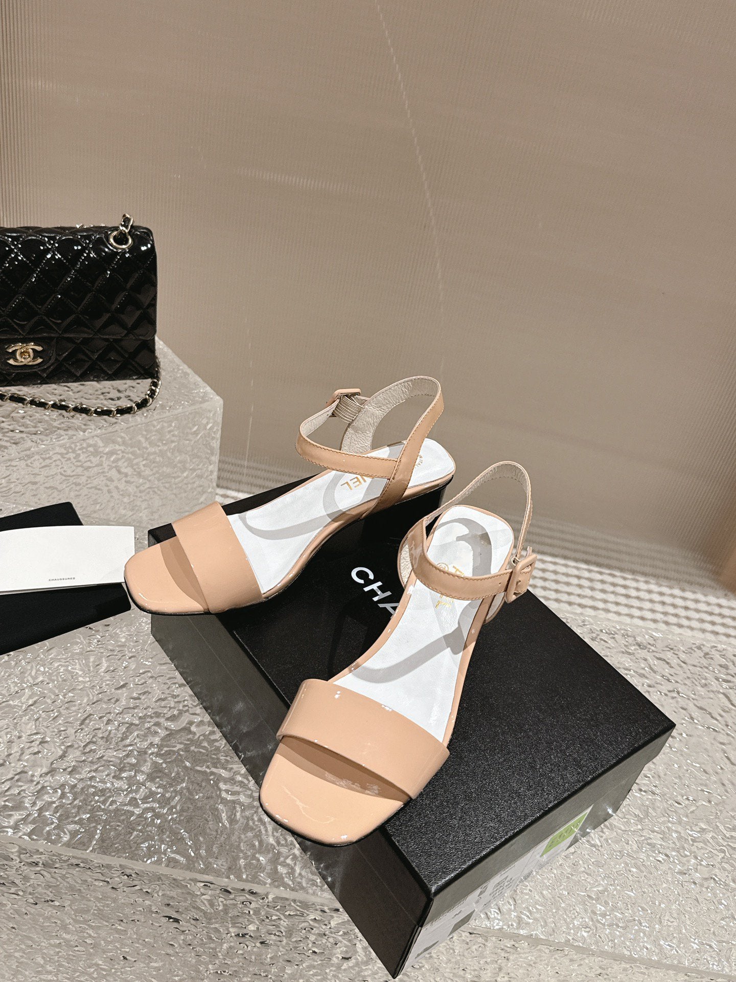 slingbacks sandal 60 white beige patent calfskin
