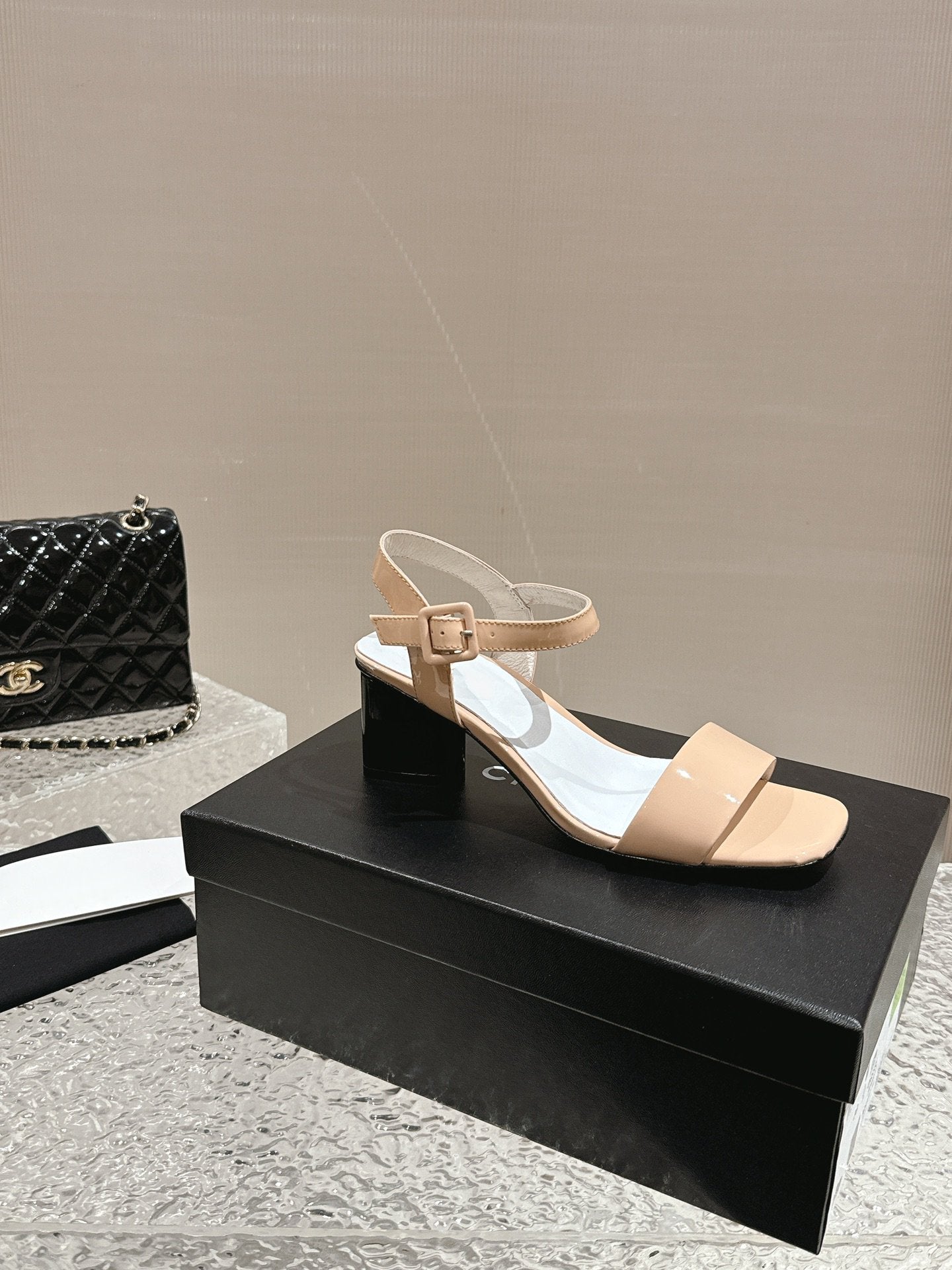 slingbacks sandal 60 white beige patent calfskin