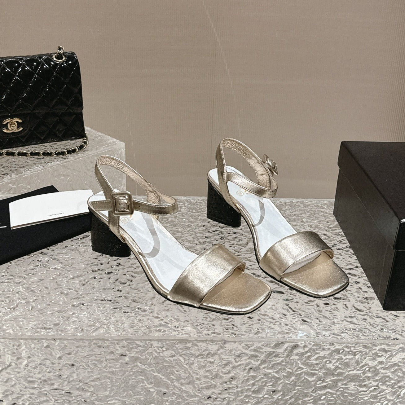 slingbacks sandal 60 white gold metalic lambskin
