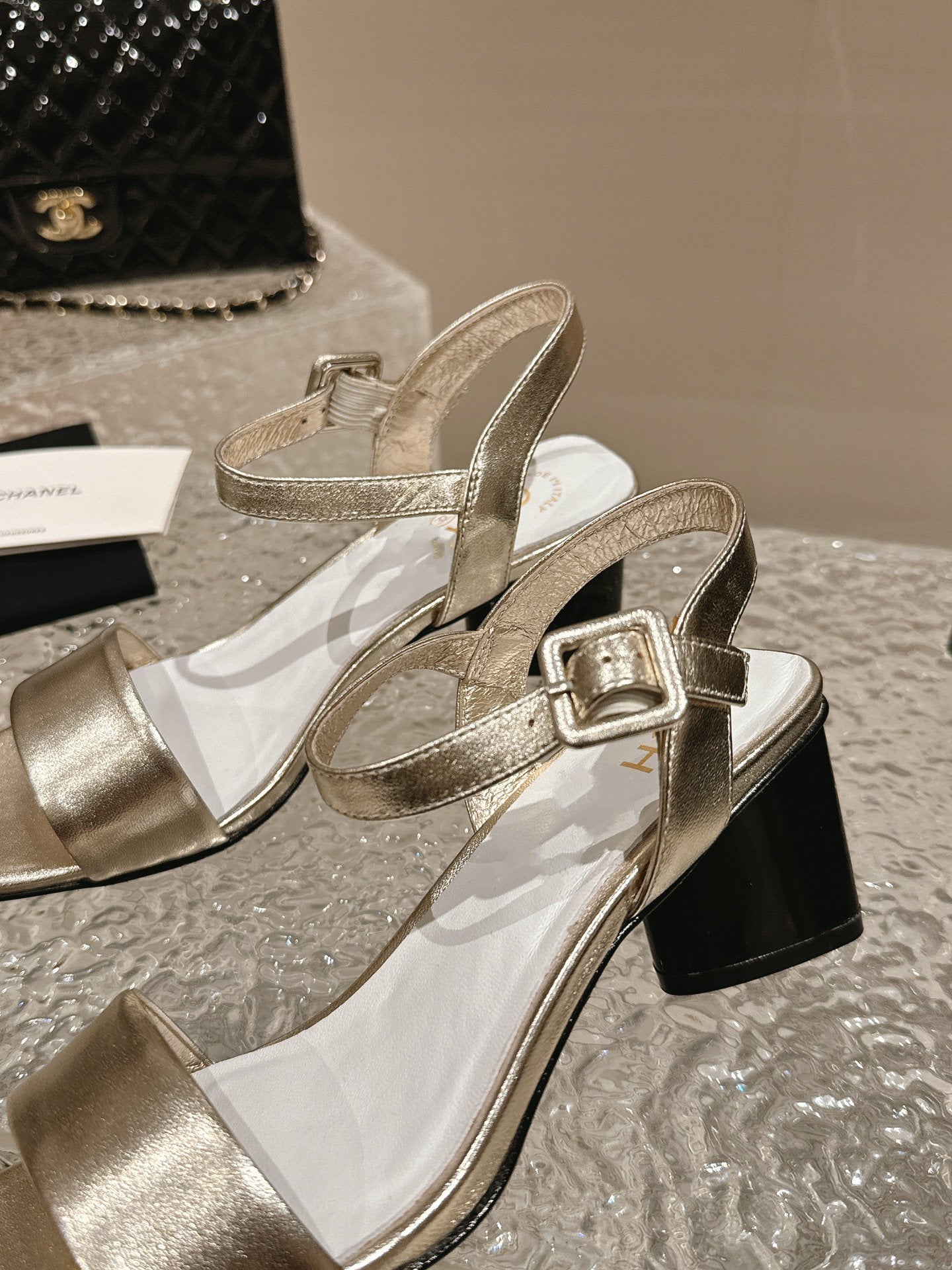 slingbacks sandal 60 white gold metalic lambskin
