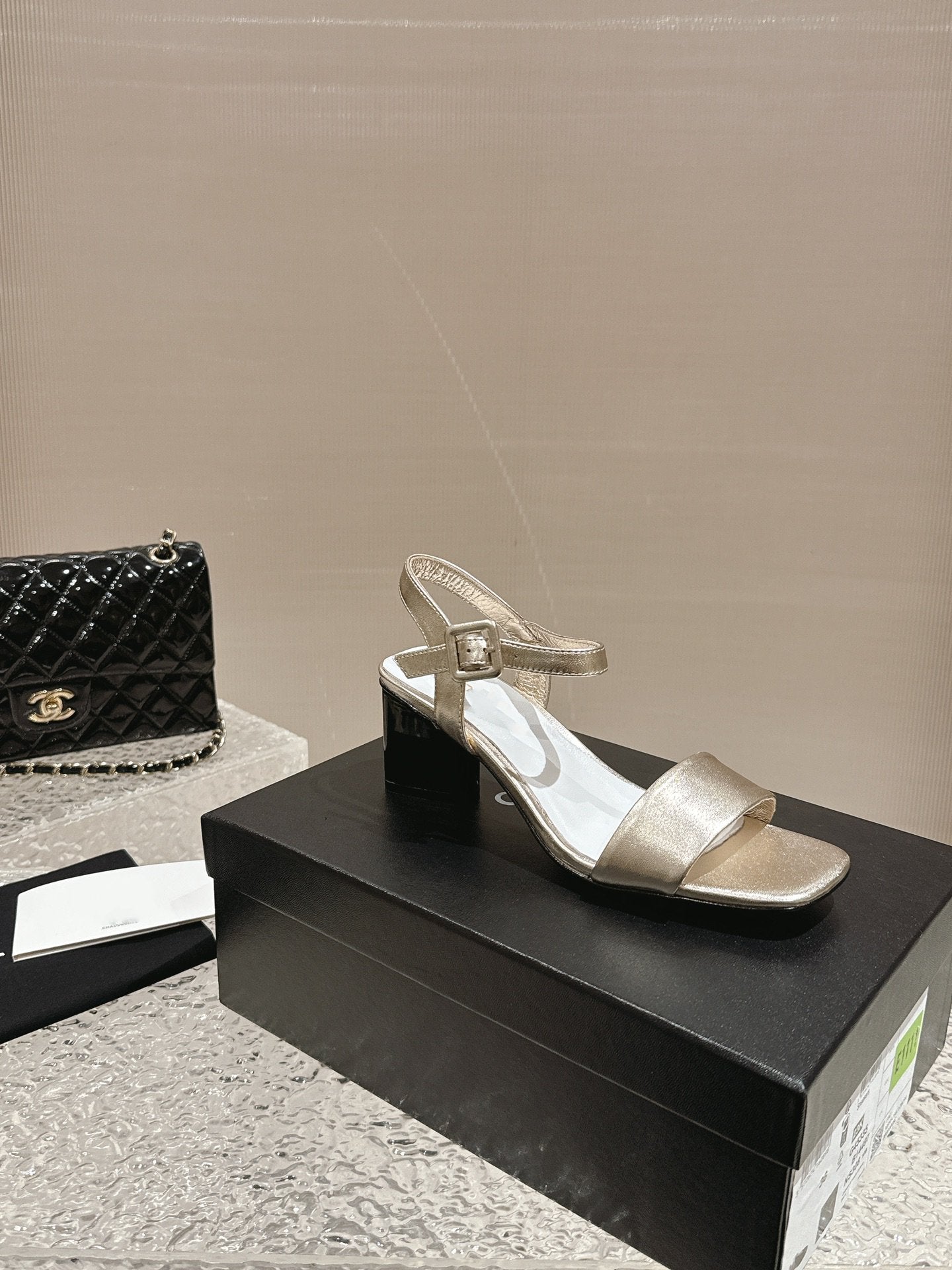 slingbacks sandal 60 white gold metalic lambskin